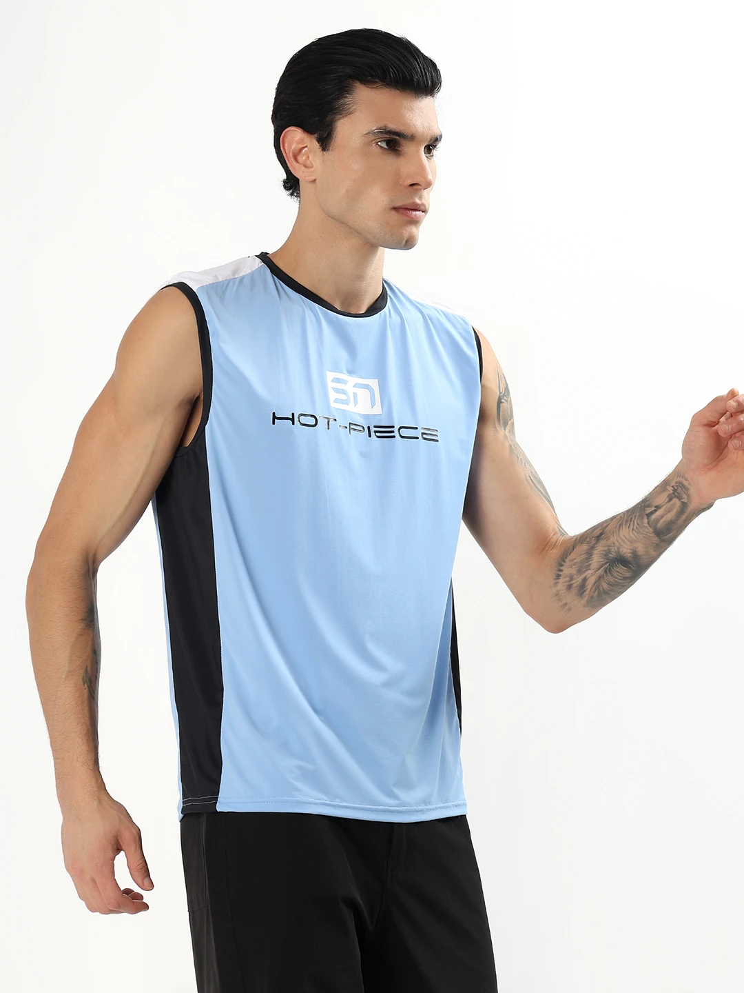 Men's Sky Sleeveless Gym T-Shirt for Workout and Training