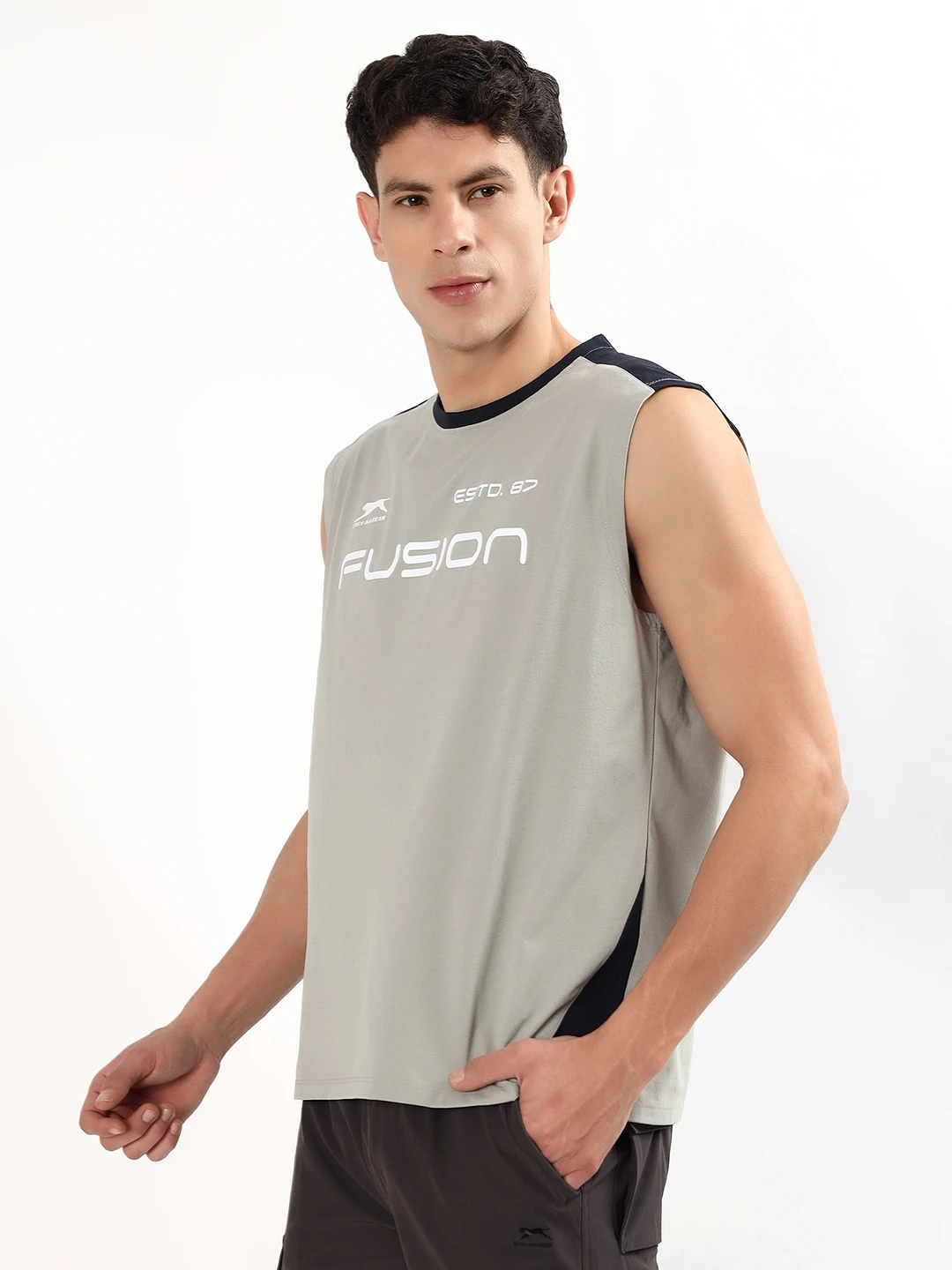 Men's Fusion Performance Sleeveless Training Tank Chalk by Shiv Naresh
