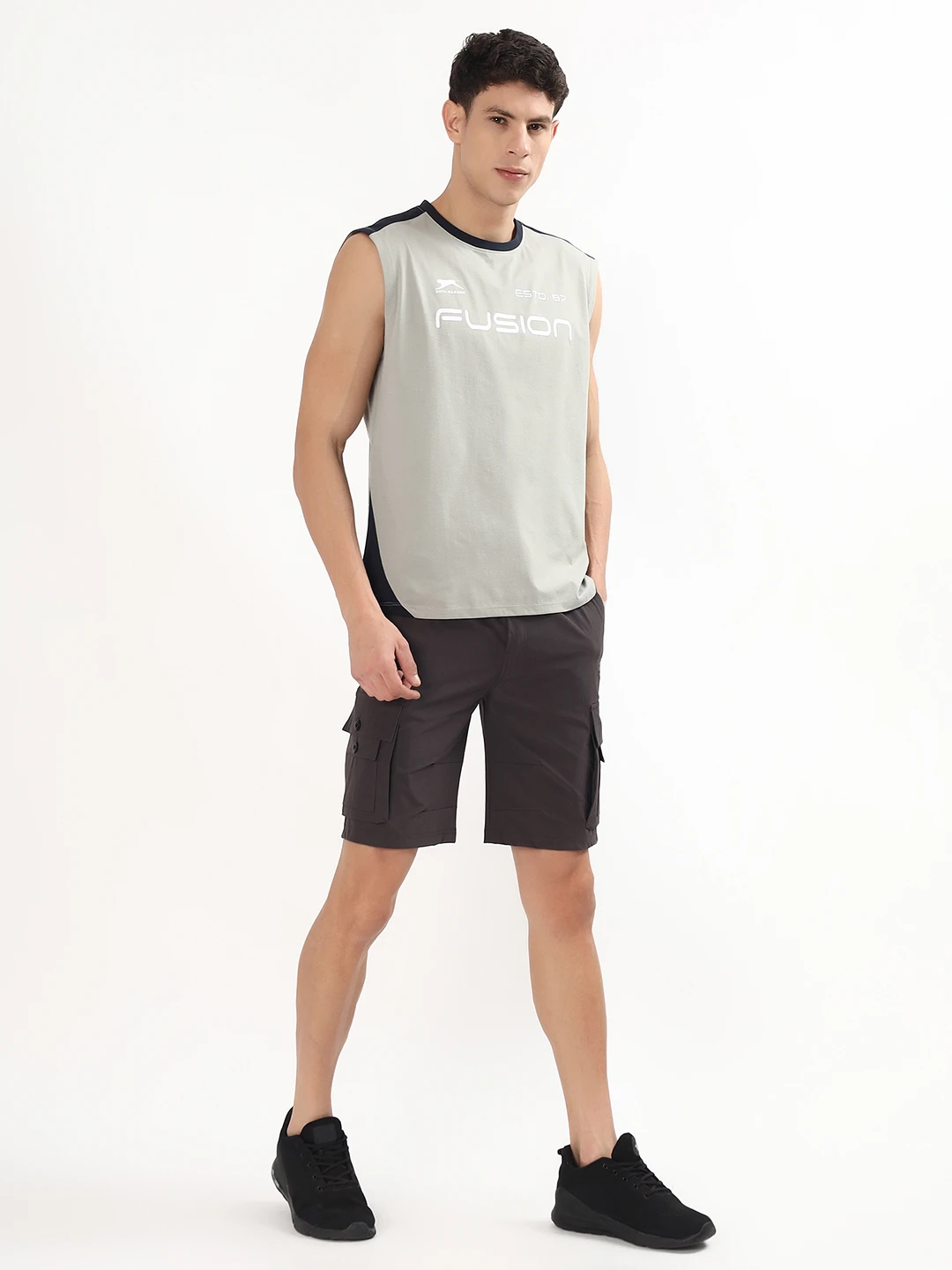 Men's Fusion Performance Sleeveless Training Tank Chalk by Shiv Naresh