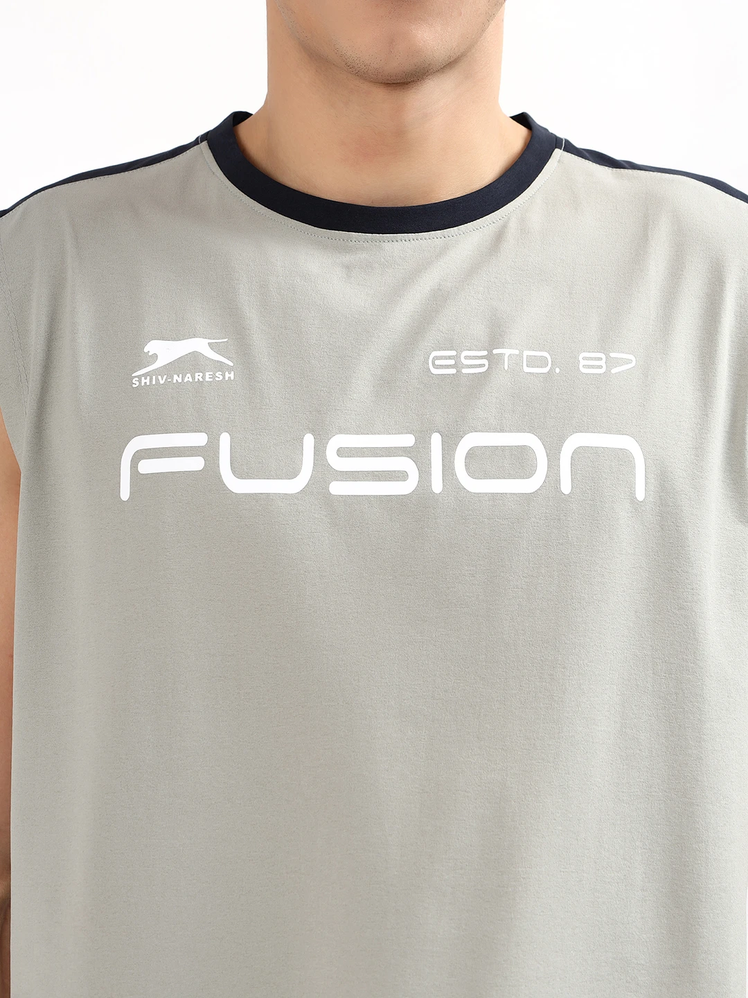 Men's Fusion Performance Sleeveless Training Tank Chalk by Shiv Naresh