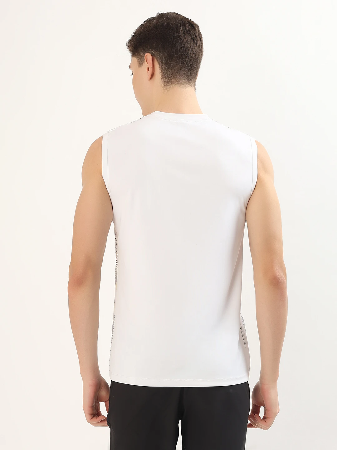 Men's Printed Sleeveless Training Vest White by Shiv Naresh