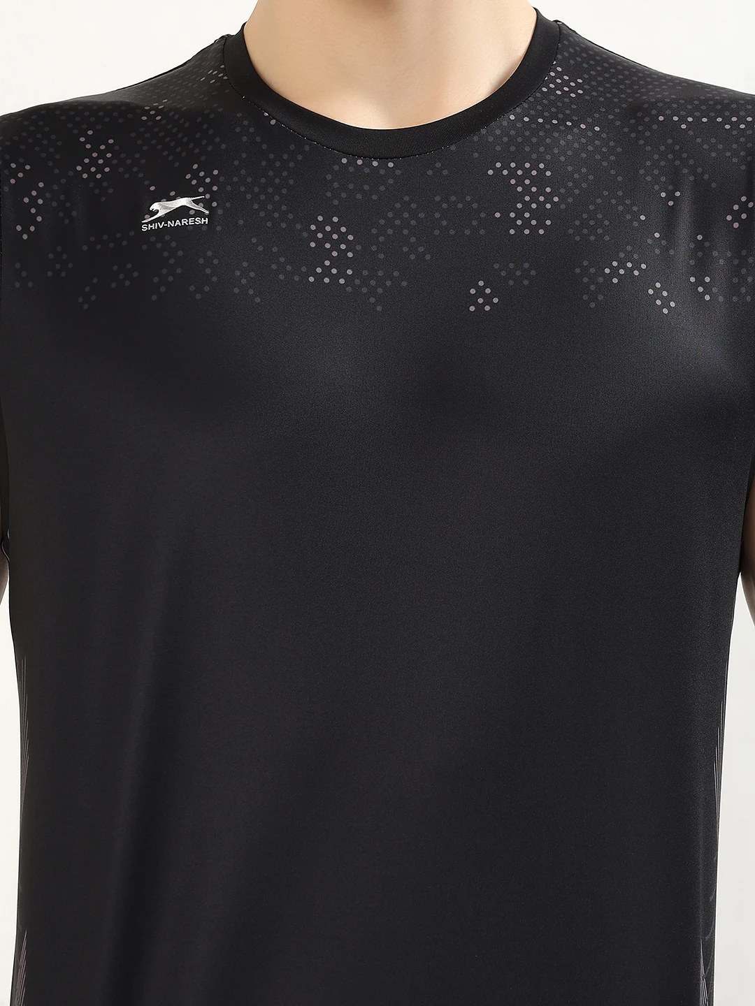 Men's Printed Sleeveless Training Vest Black by Shiv Naresh