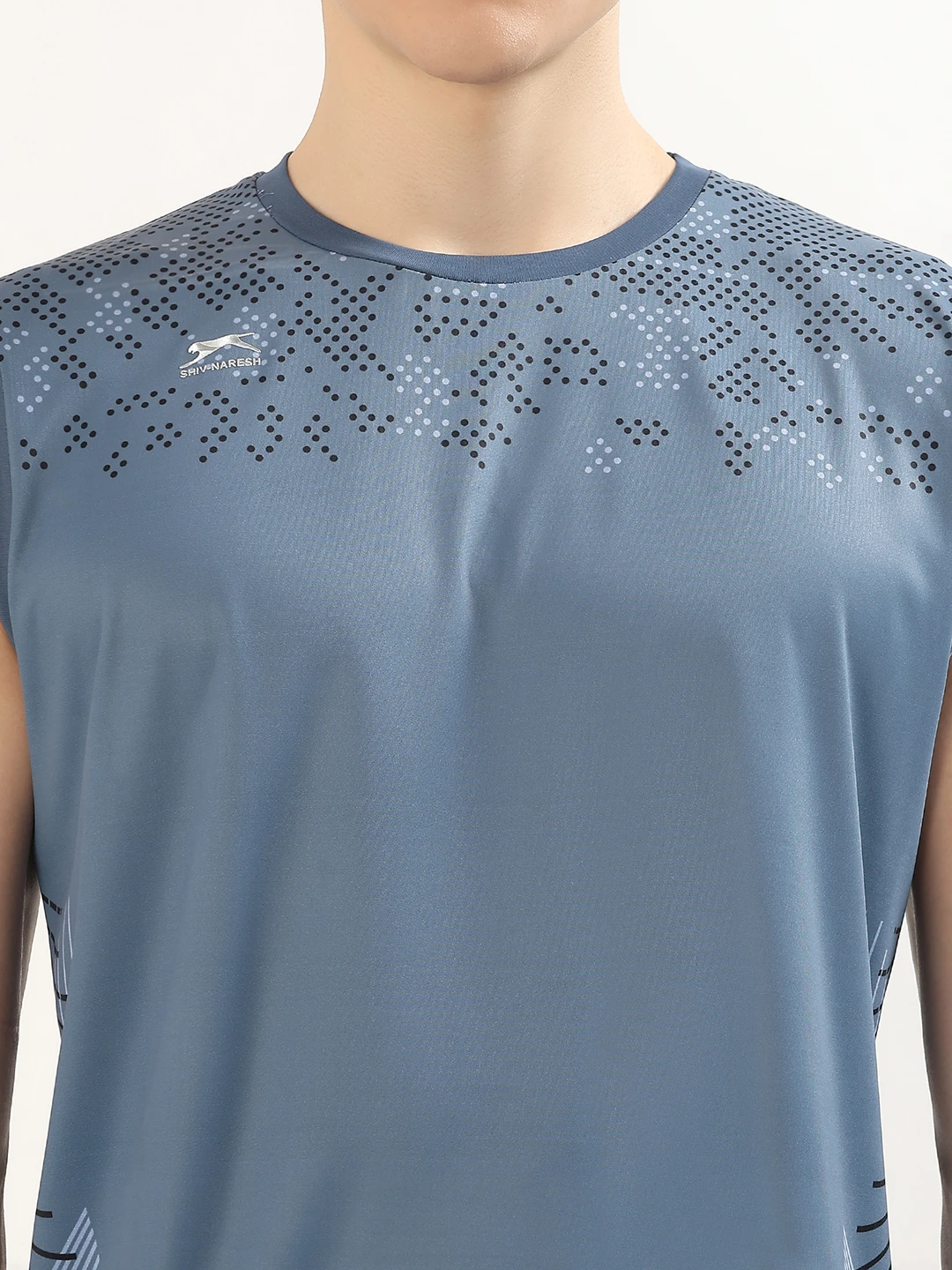 Men's Printed Sleeveless Training Vest Dark Grey by Shiv Naresh