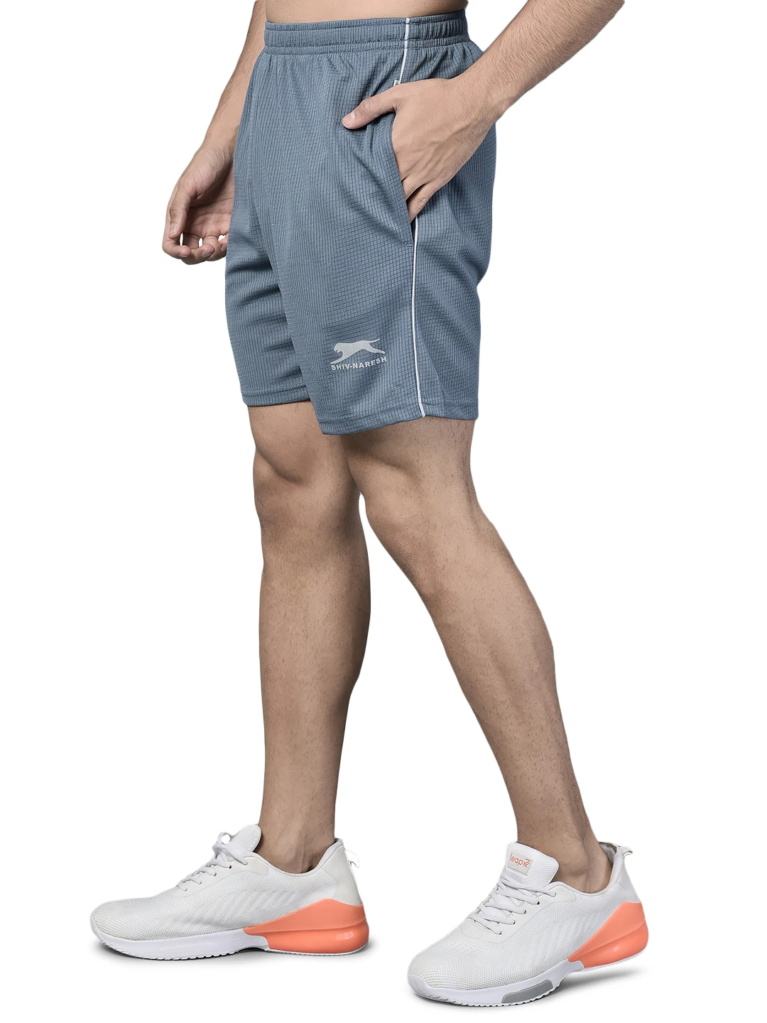 Shivnaresh Dark Grey Classic Nirmal Net Shorts for men