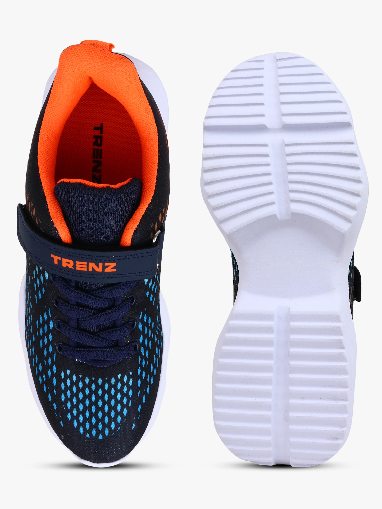 Kids sky blue orange lace-up sports shoes for Boys