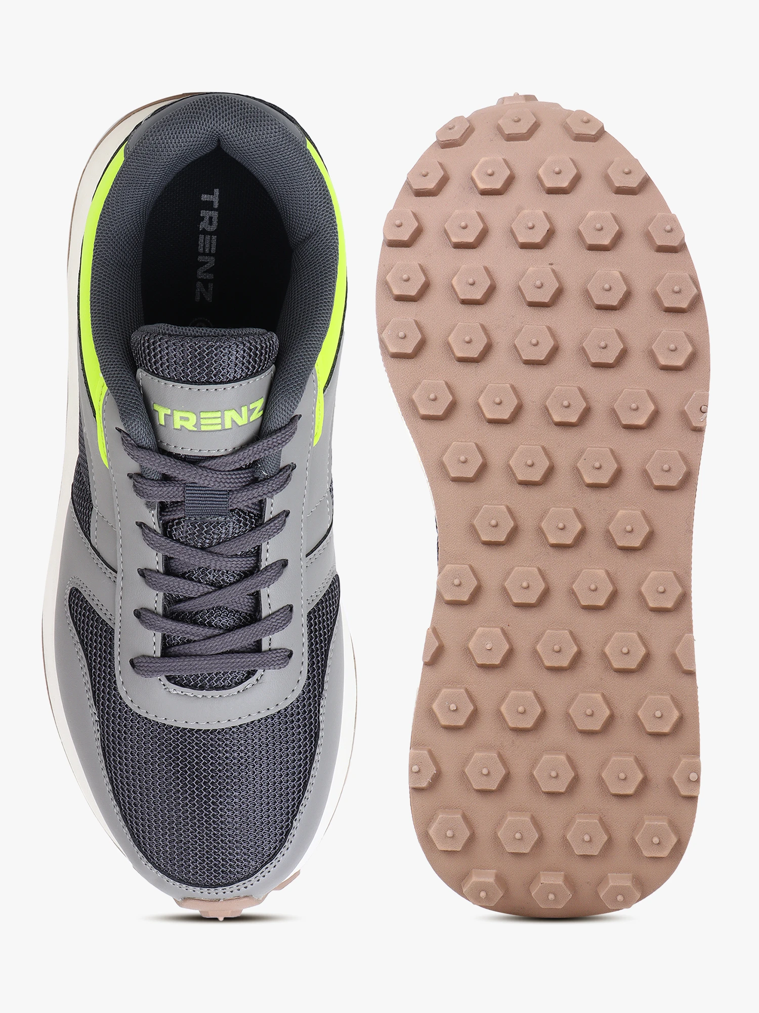 Grey/Neon lace-up sports shoes – Shiv Naresh