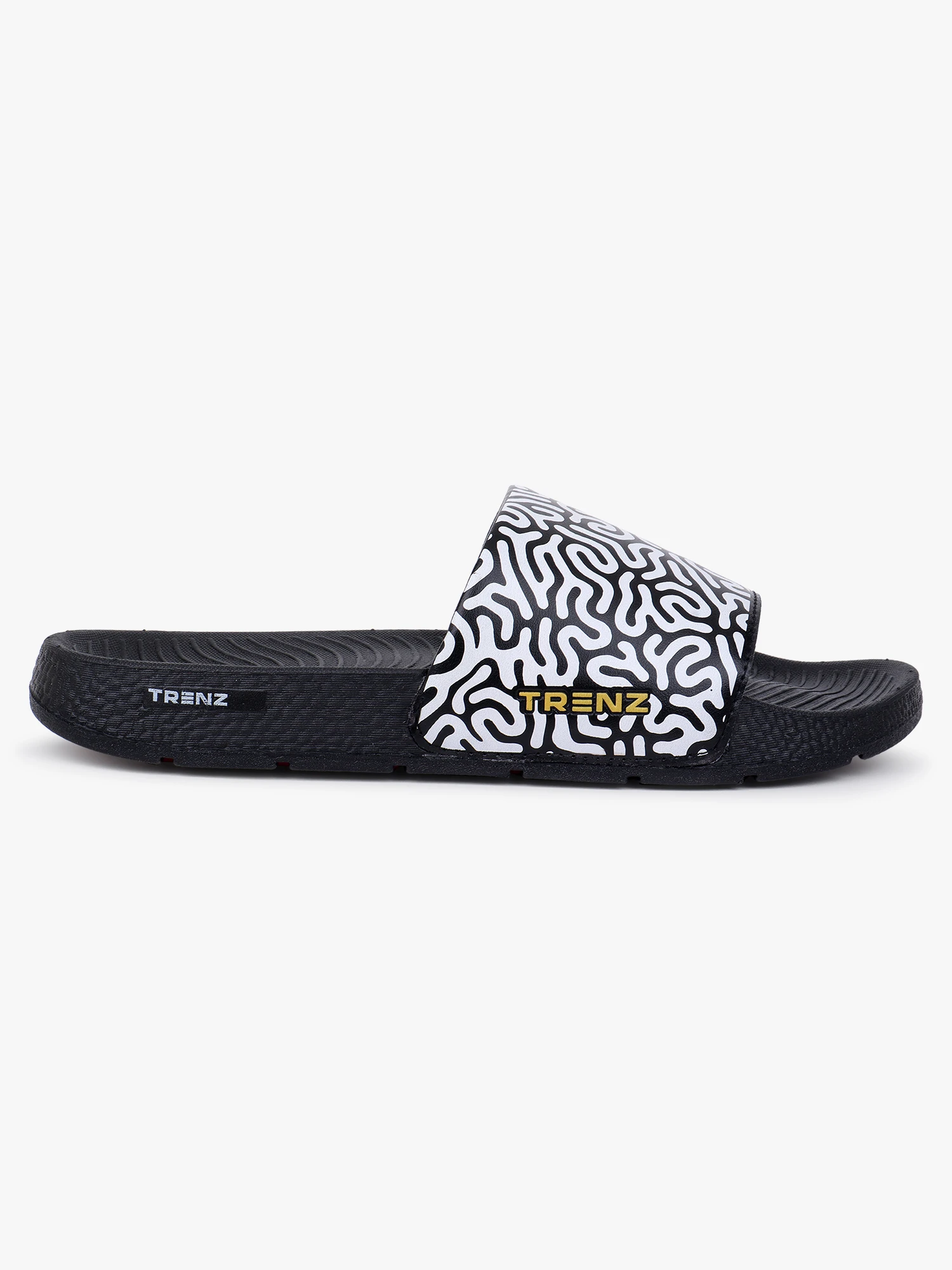 Black and white slip-on slider slippers for men