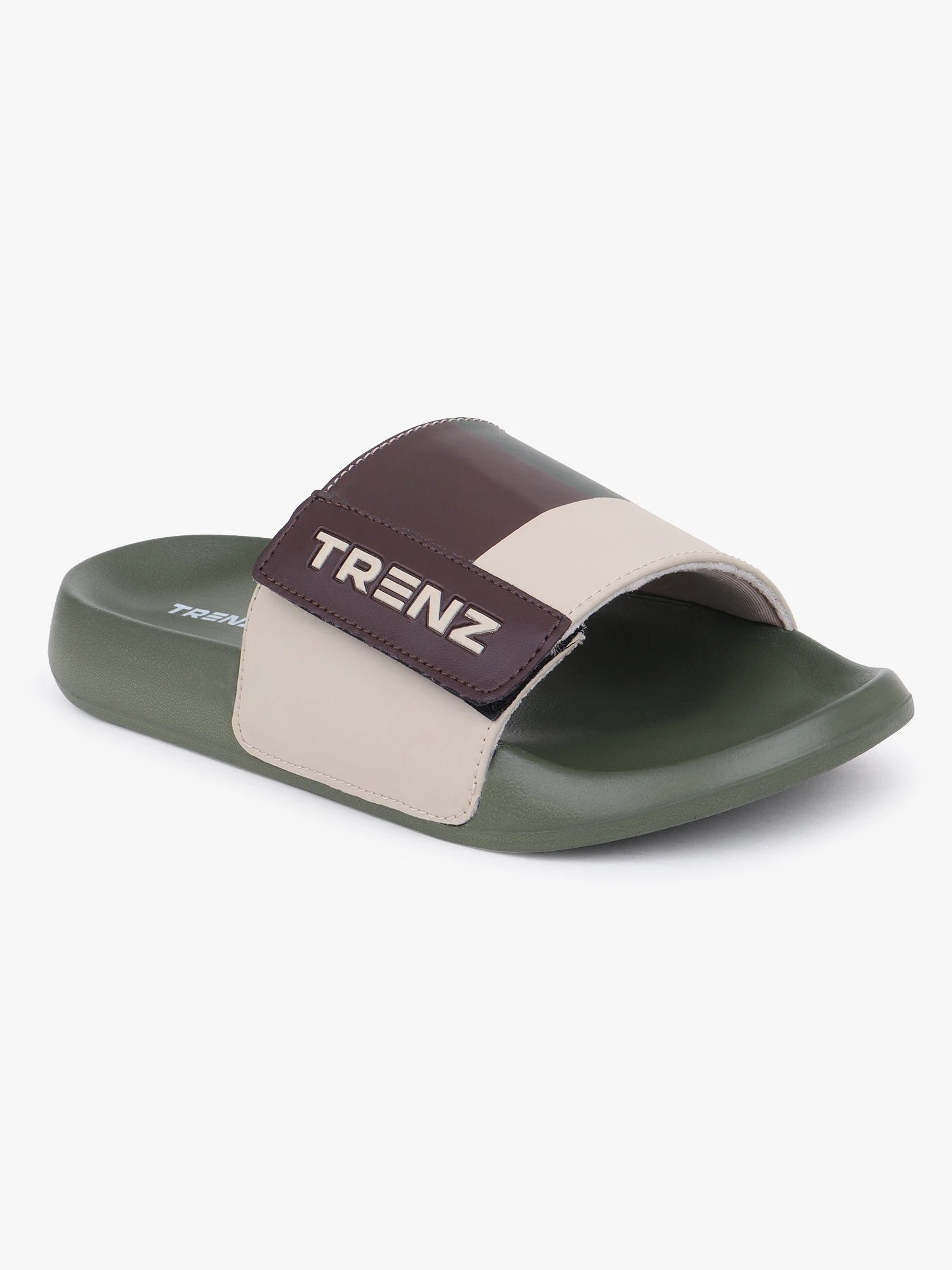 Beige and olive green slip-on slider Slippers for men