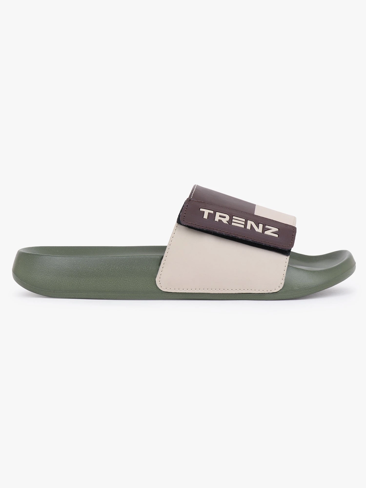Beige and olive green slip-on slider Slippers for men