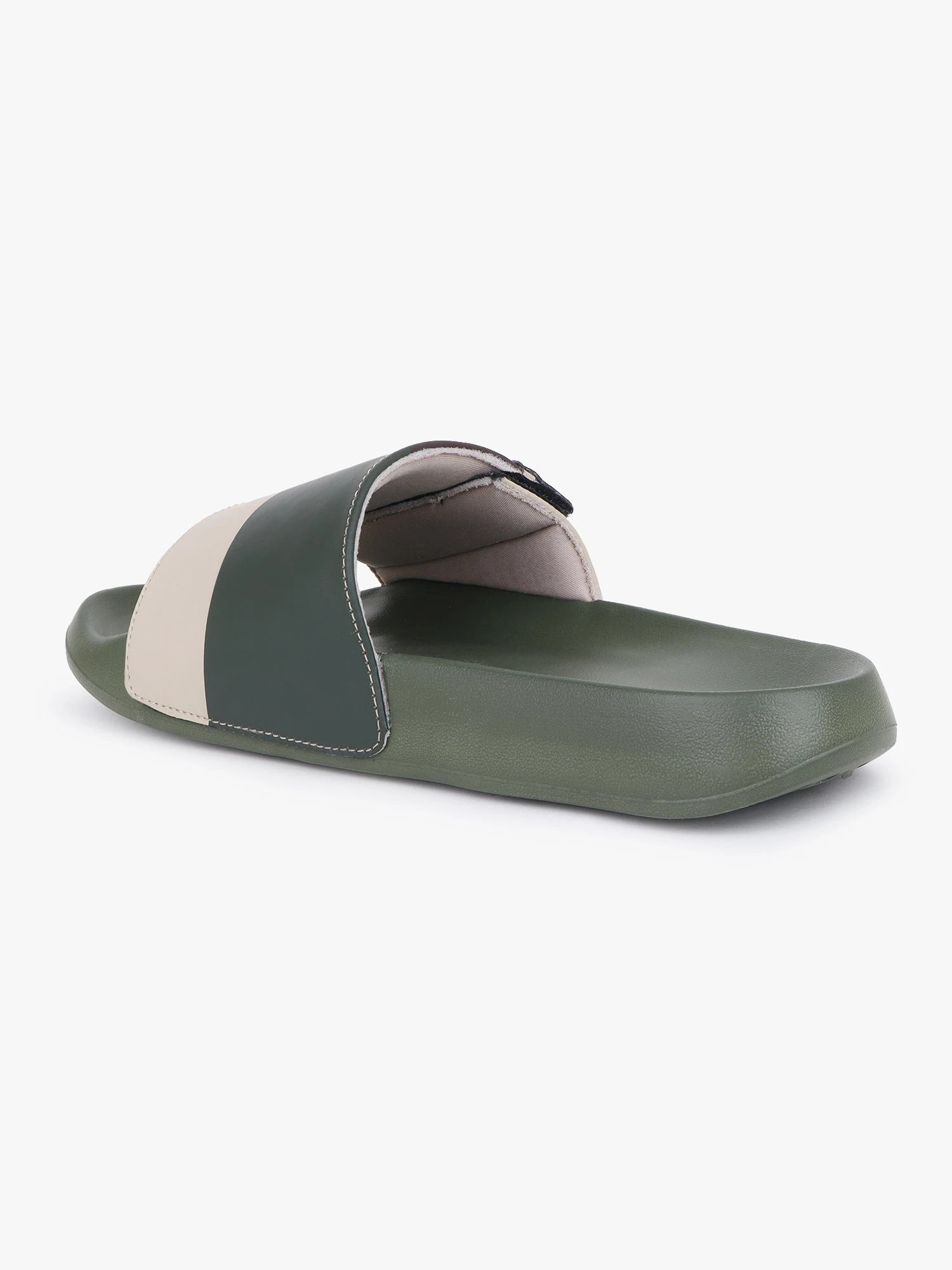 Beige and olive green slip-on slider Slippers for men