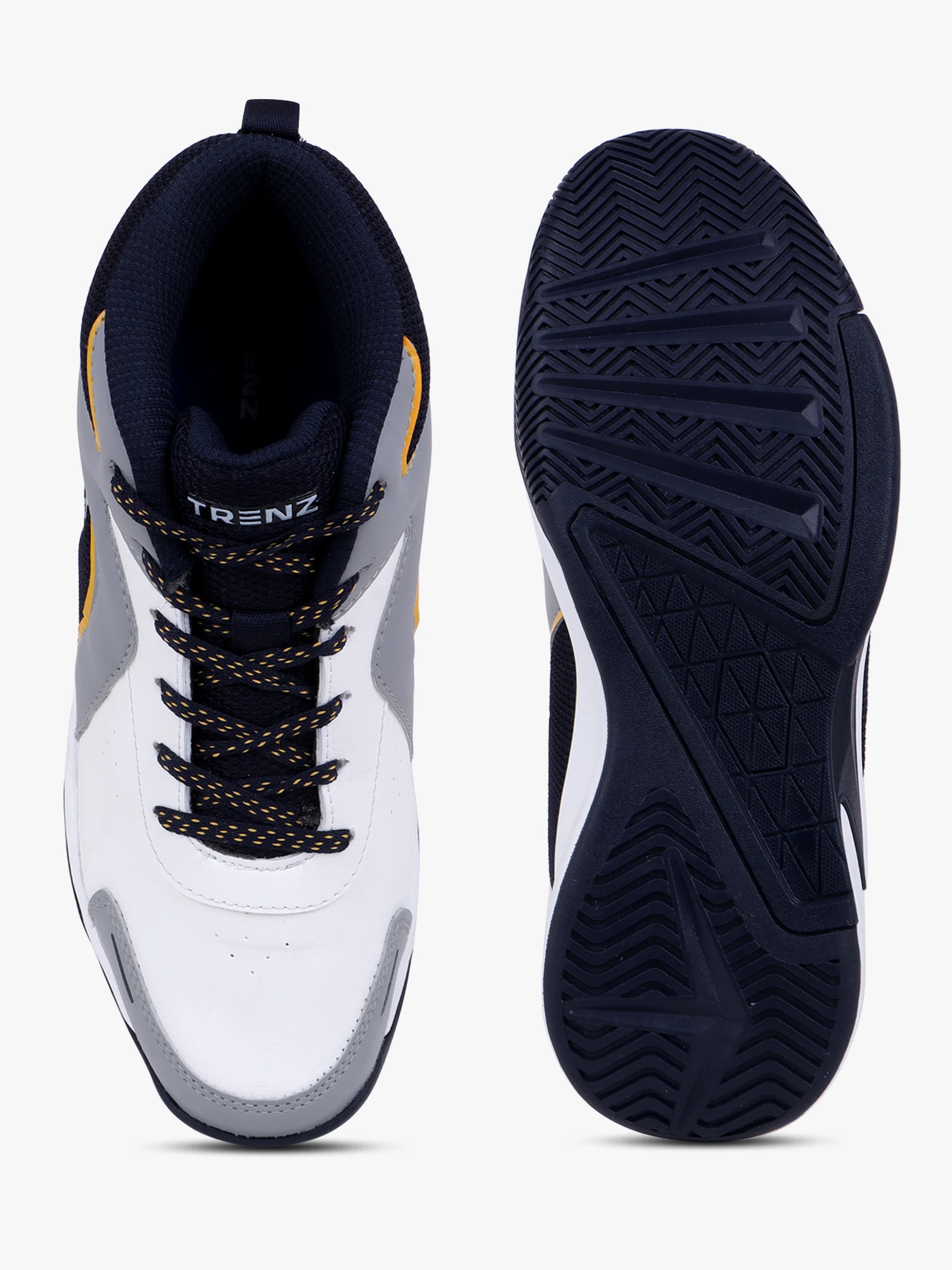 Navy Blue and yellow basketball shoes for men