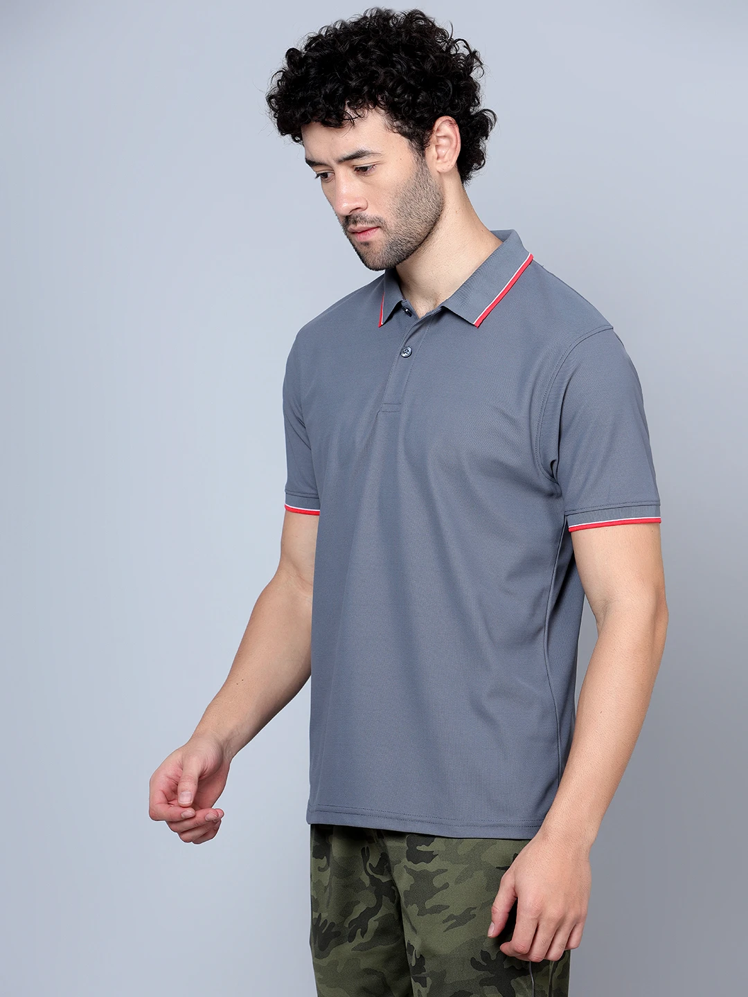 Men's Grey DualHue Tipped Polo T-Shirt