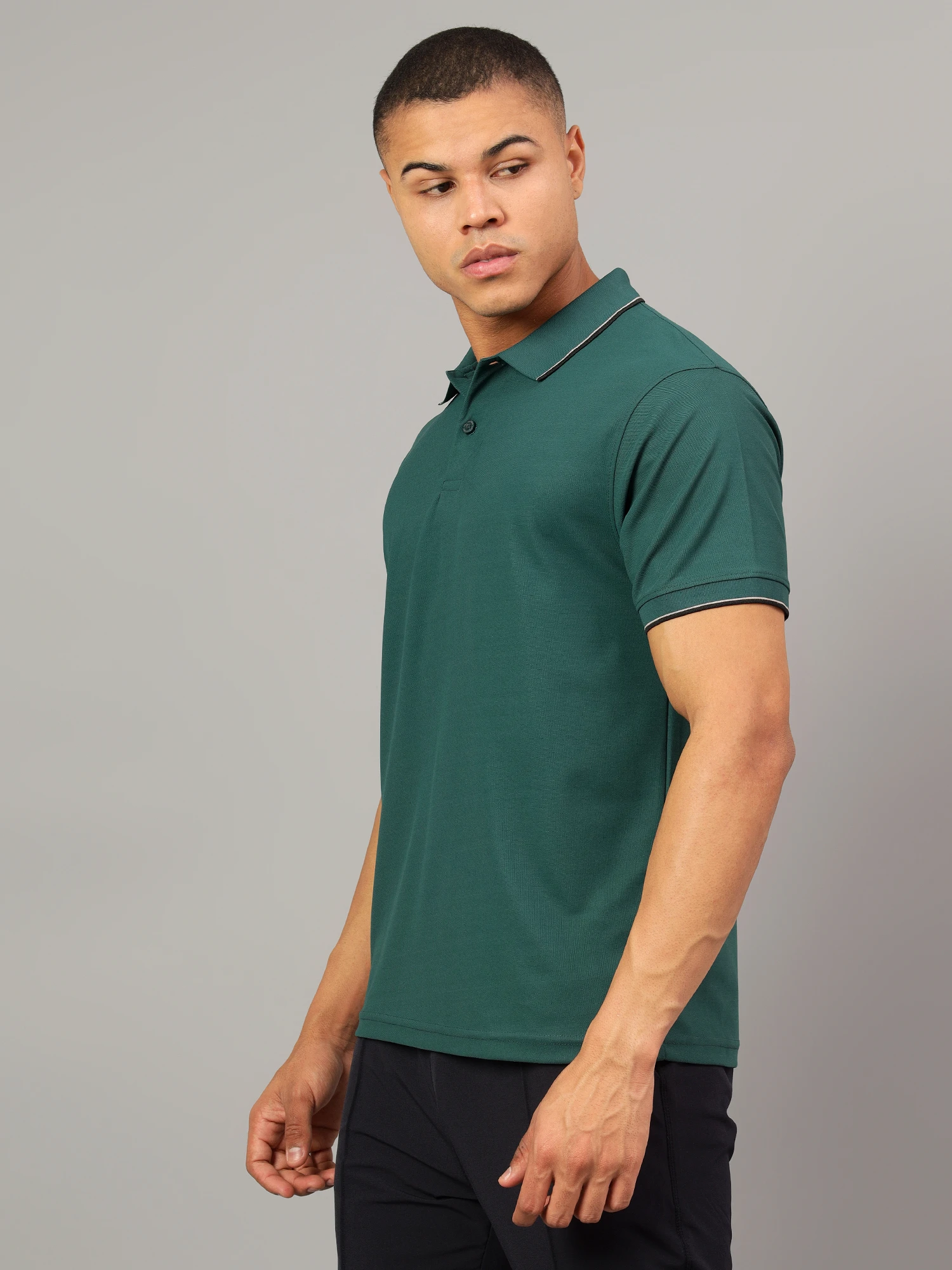 Men's Green DualHue Tipped Polo T-Shirt