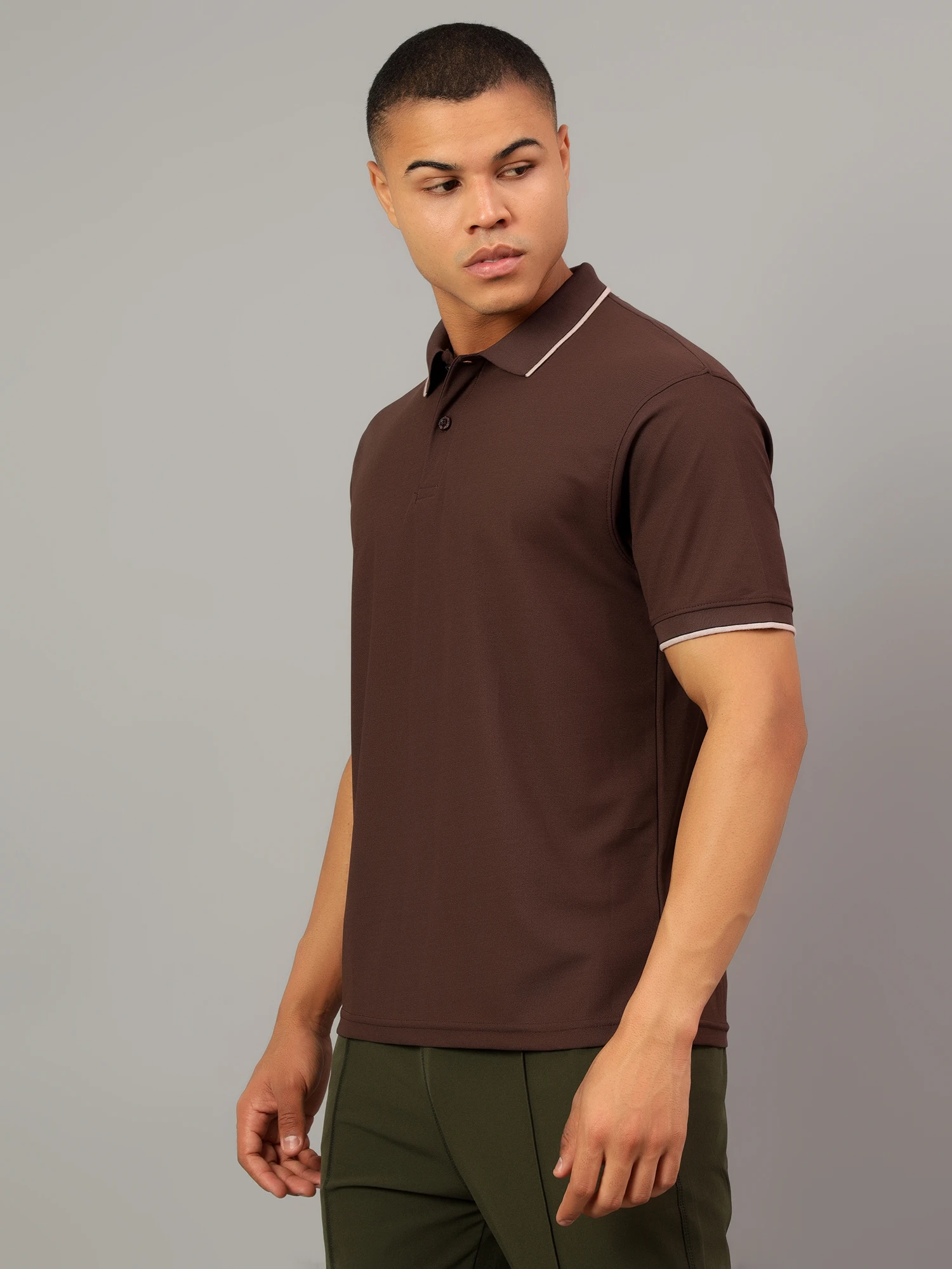 Men's Brown DualHue Tipped Polo T-Shirt