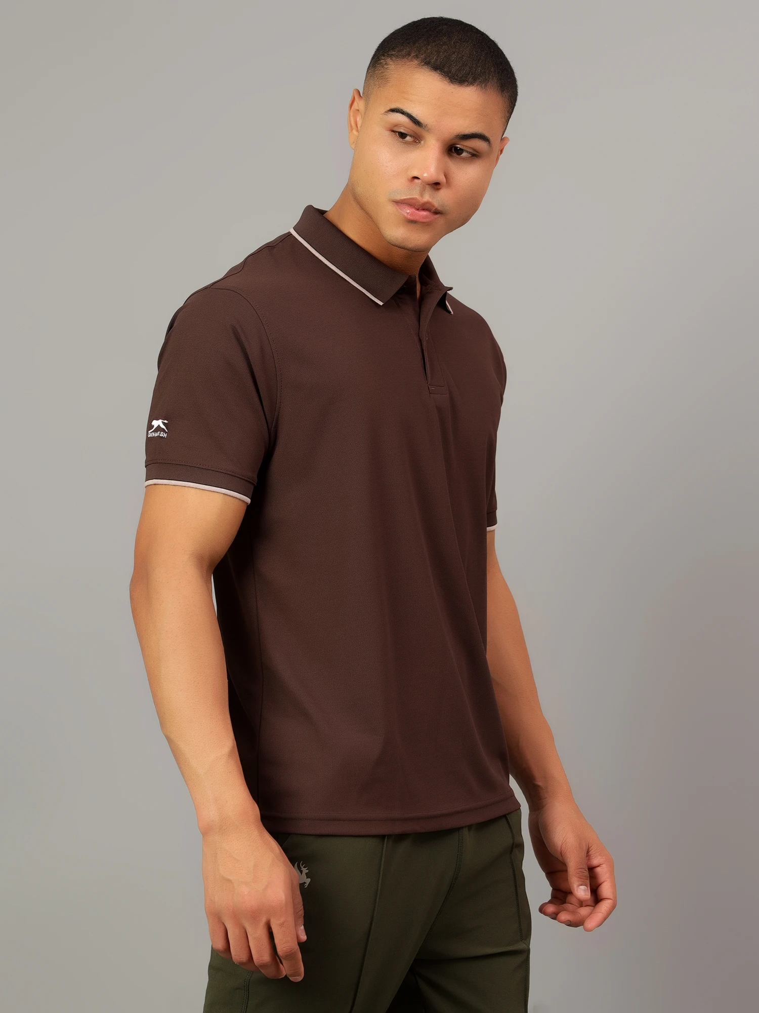 Men's Brown DualHue Tipped Polo T-Shirt