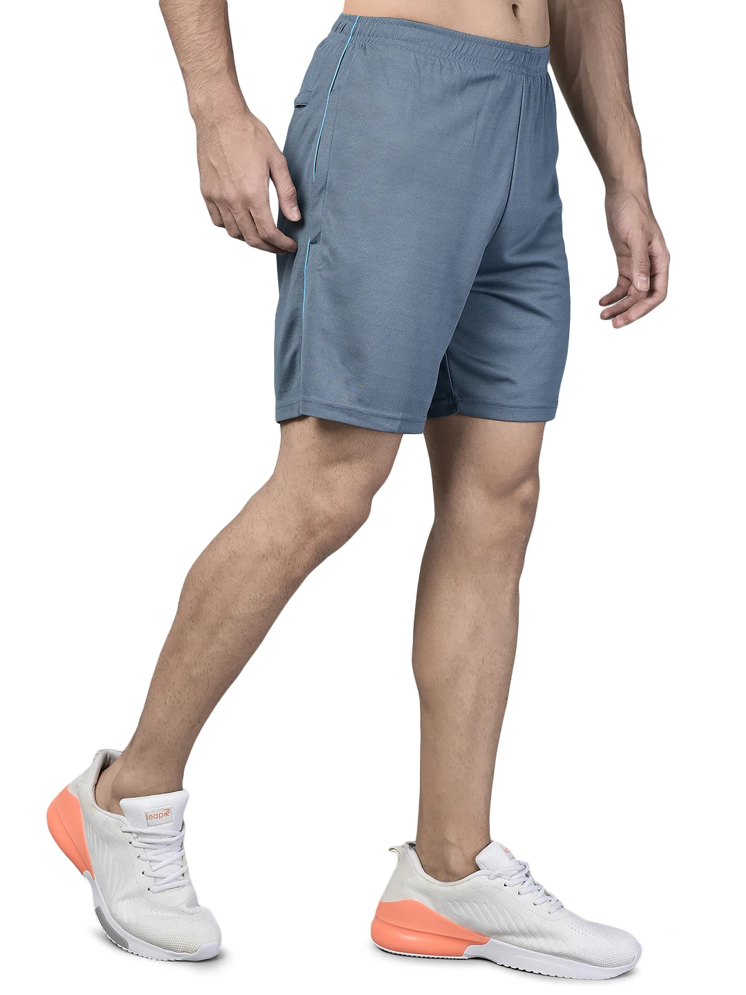 Polysquare Dark Grey Cyan Sports Shorts for men