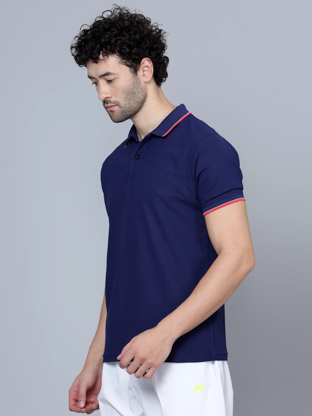 Men's Navy Blue DualHue Tipped Polo T-Shirt