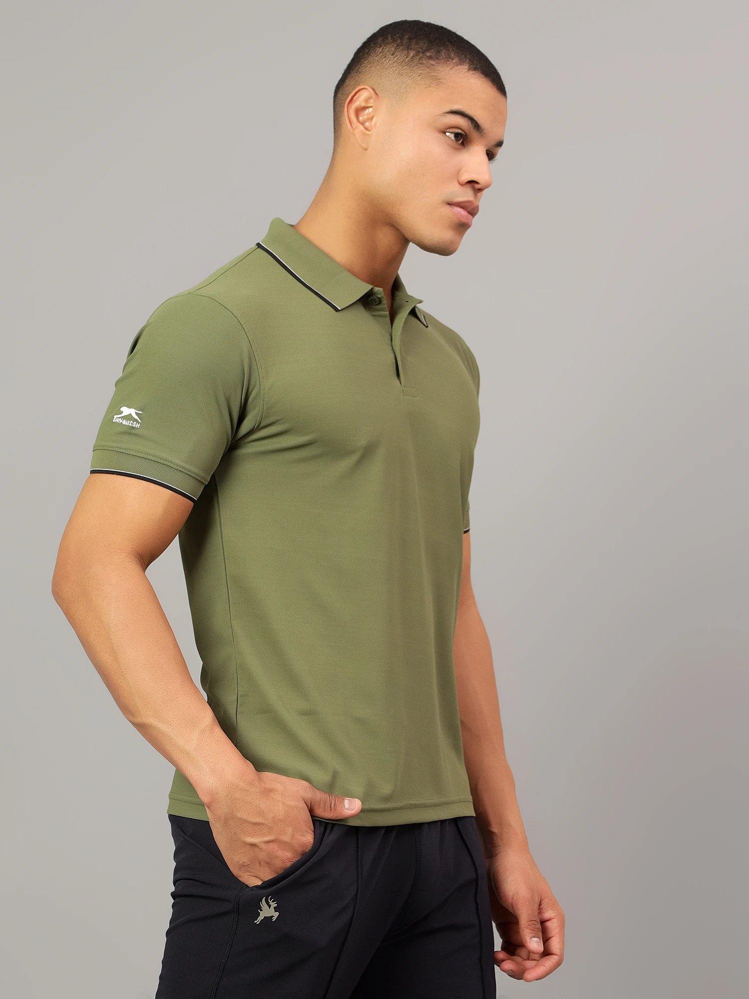 Men's Olive Green DualHue Tipped Polo T-Shirt