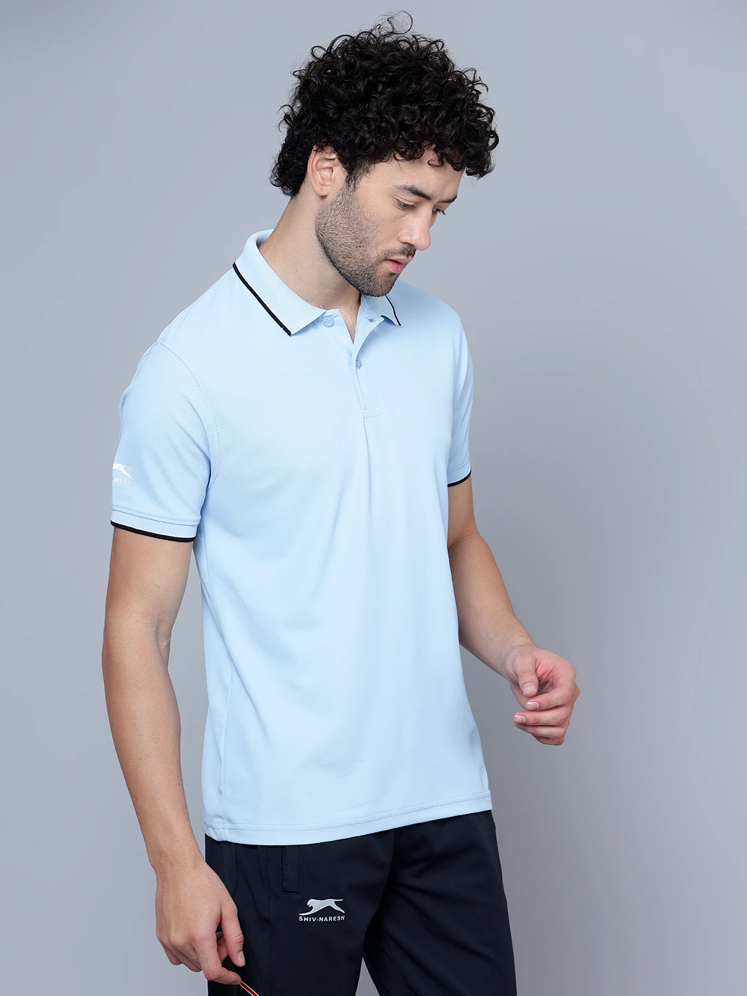 Men's Sky Blue DualHue Tipped Polo T-Shirt