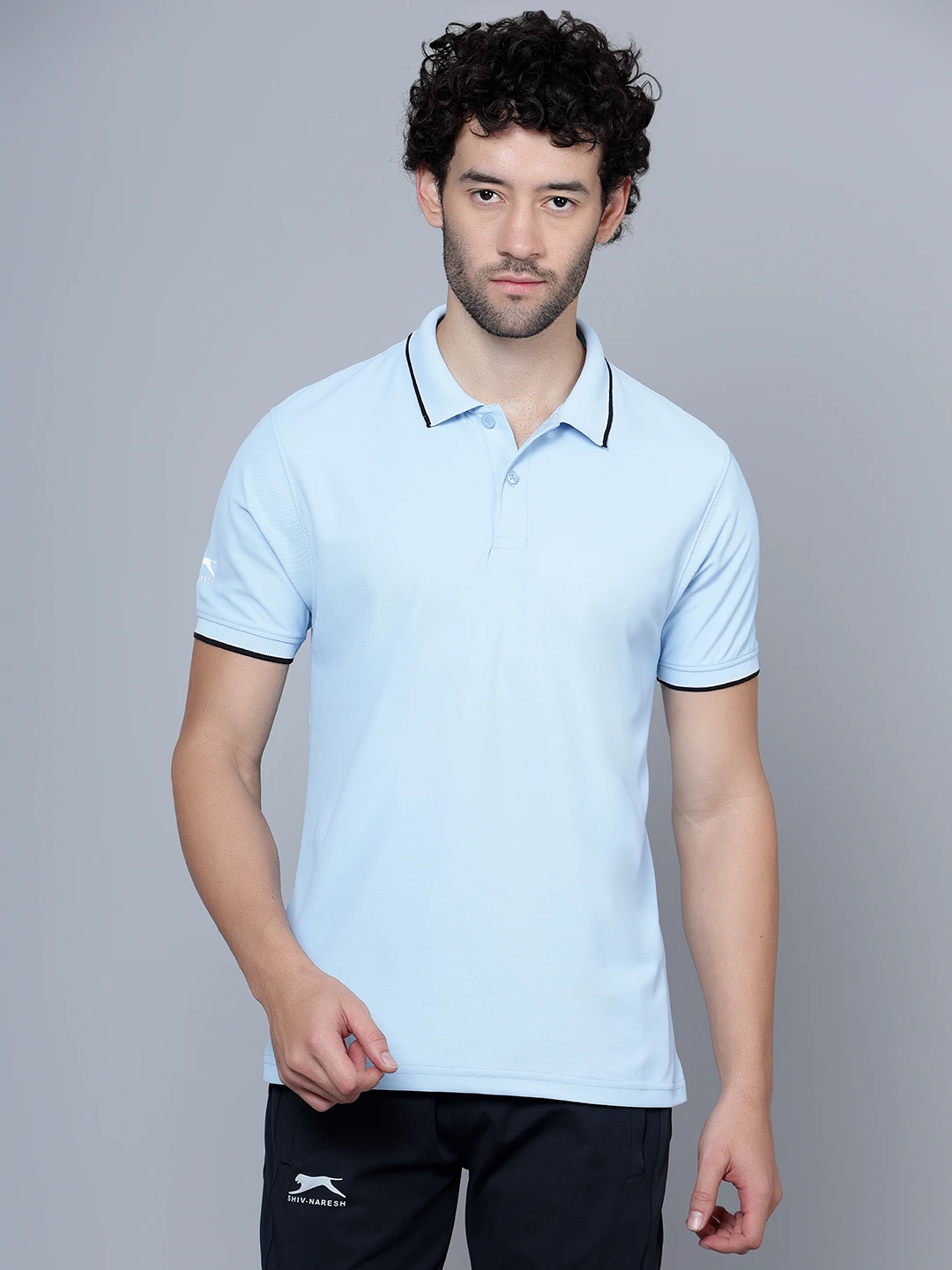 Men's Sky Blue DualHue Tipped Polo T-Shirt