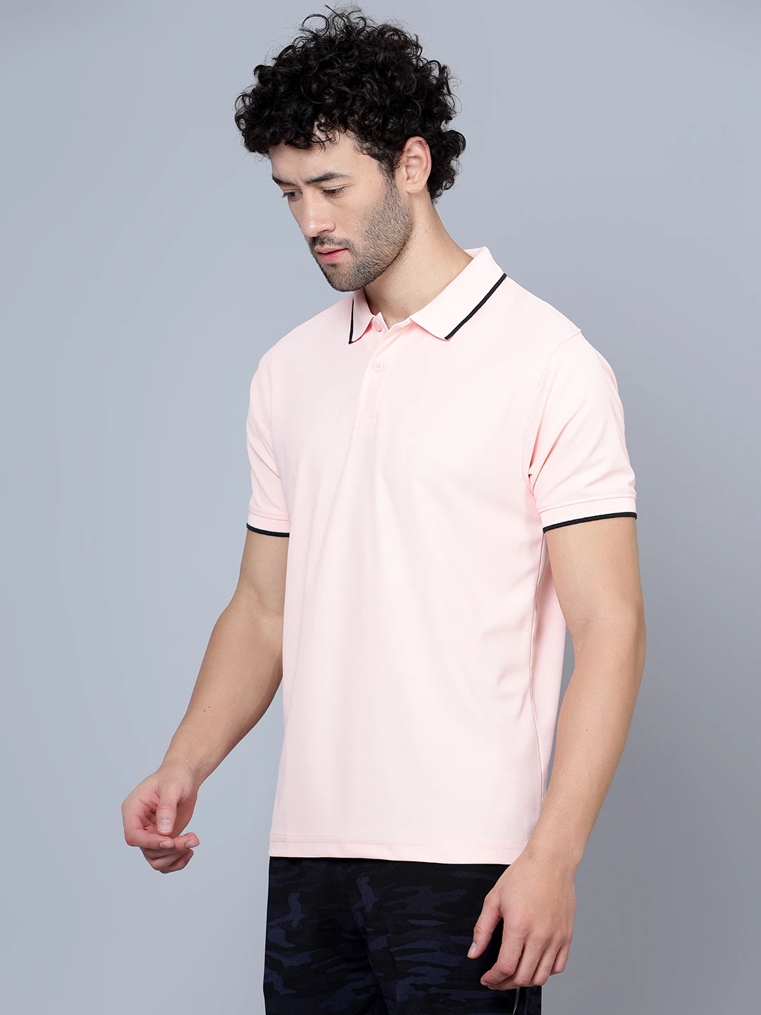 Men's Peach DualHue Tipped Polo T-Shirt