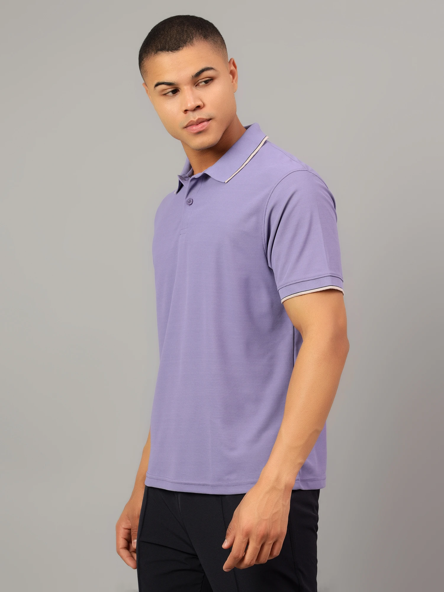 Men's Purple DualHue Tipped Polo T-Shirt