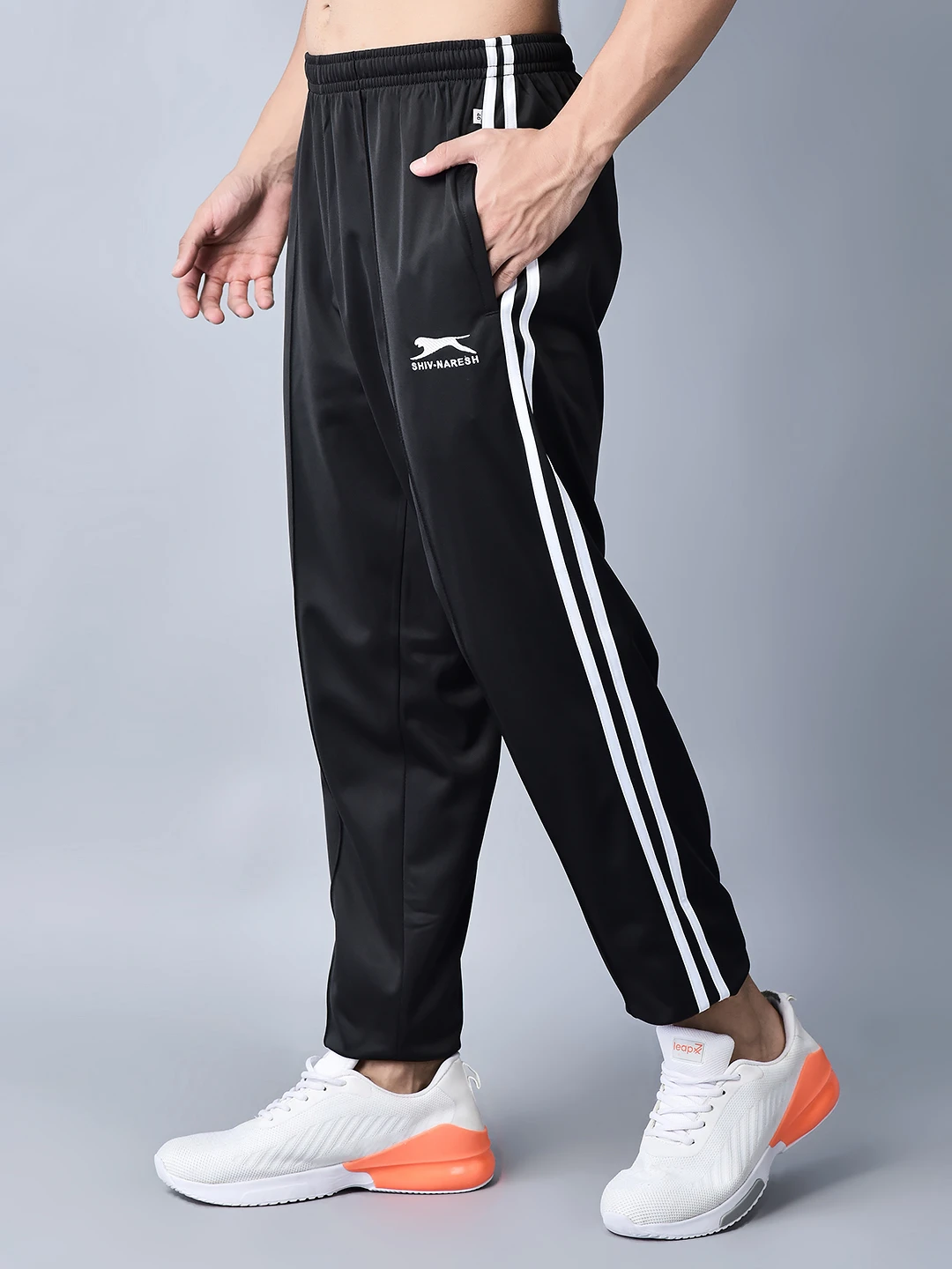 Black and White Essential Training Trackpants Men
