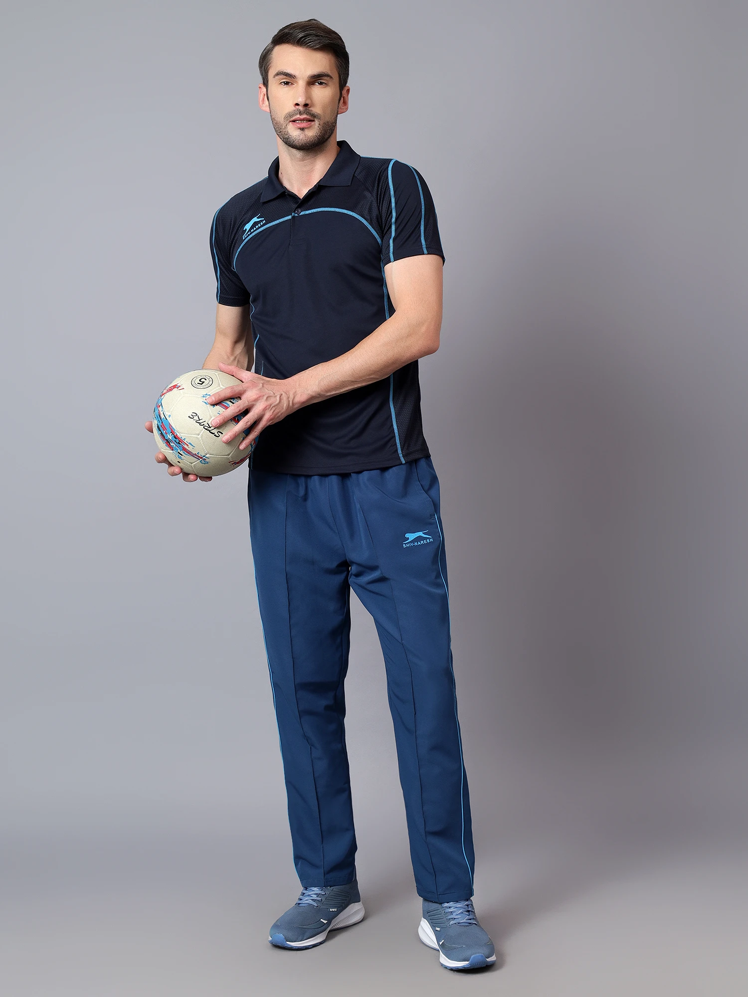 Navy Cyan Performance Polo t-shirts for men – Shiv Naresh