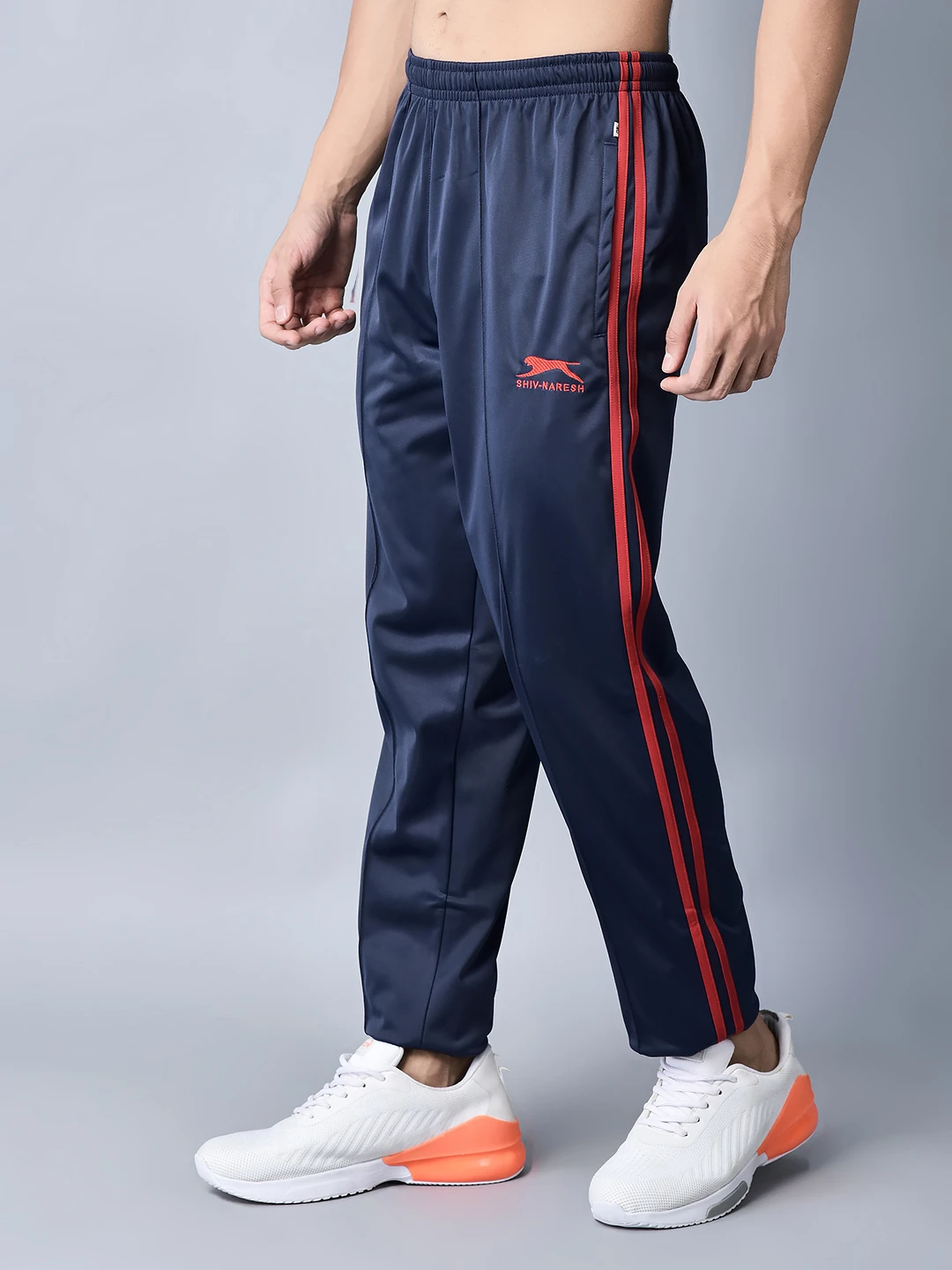 Essential Training Navy Blue/Red Trackpants for Men - Shivnaresh