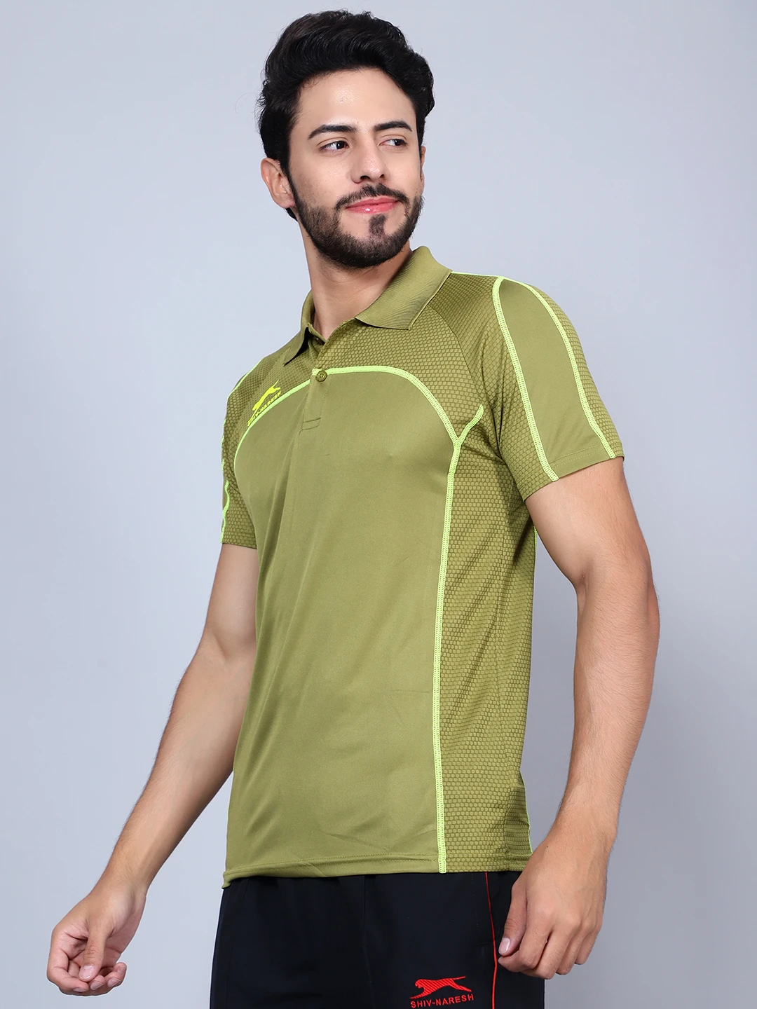 Mehandi Green Performance Polo T‑Shirt – Shiv Naresh