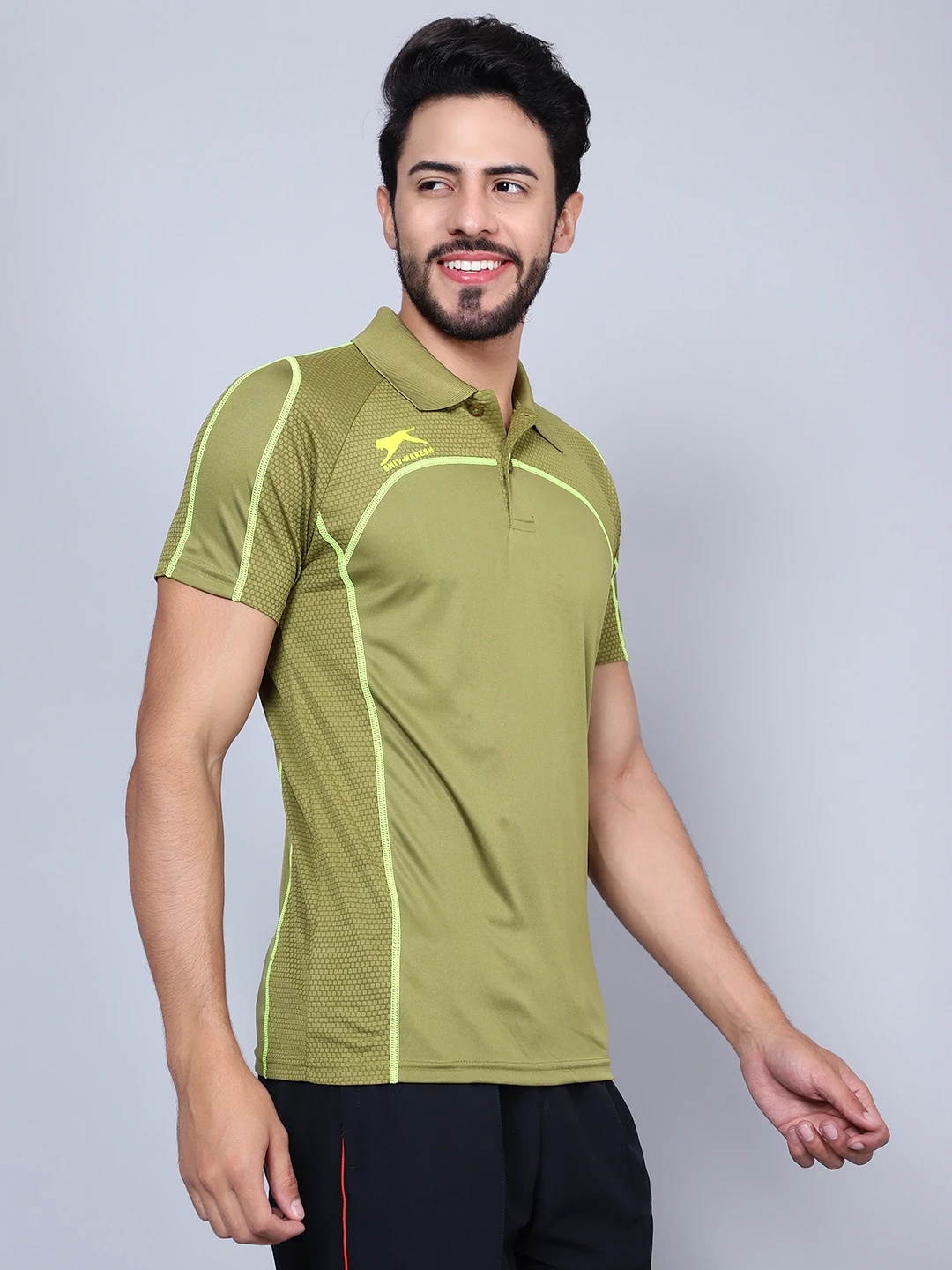Mehandi Green Performance Polo T‑Shirt – Shiv Naresh