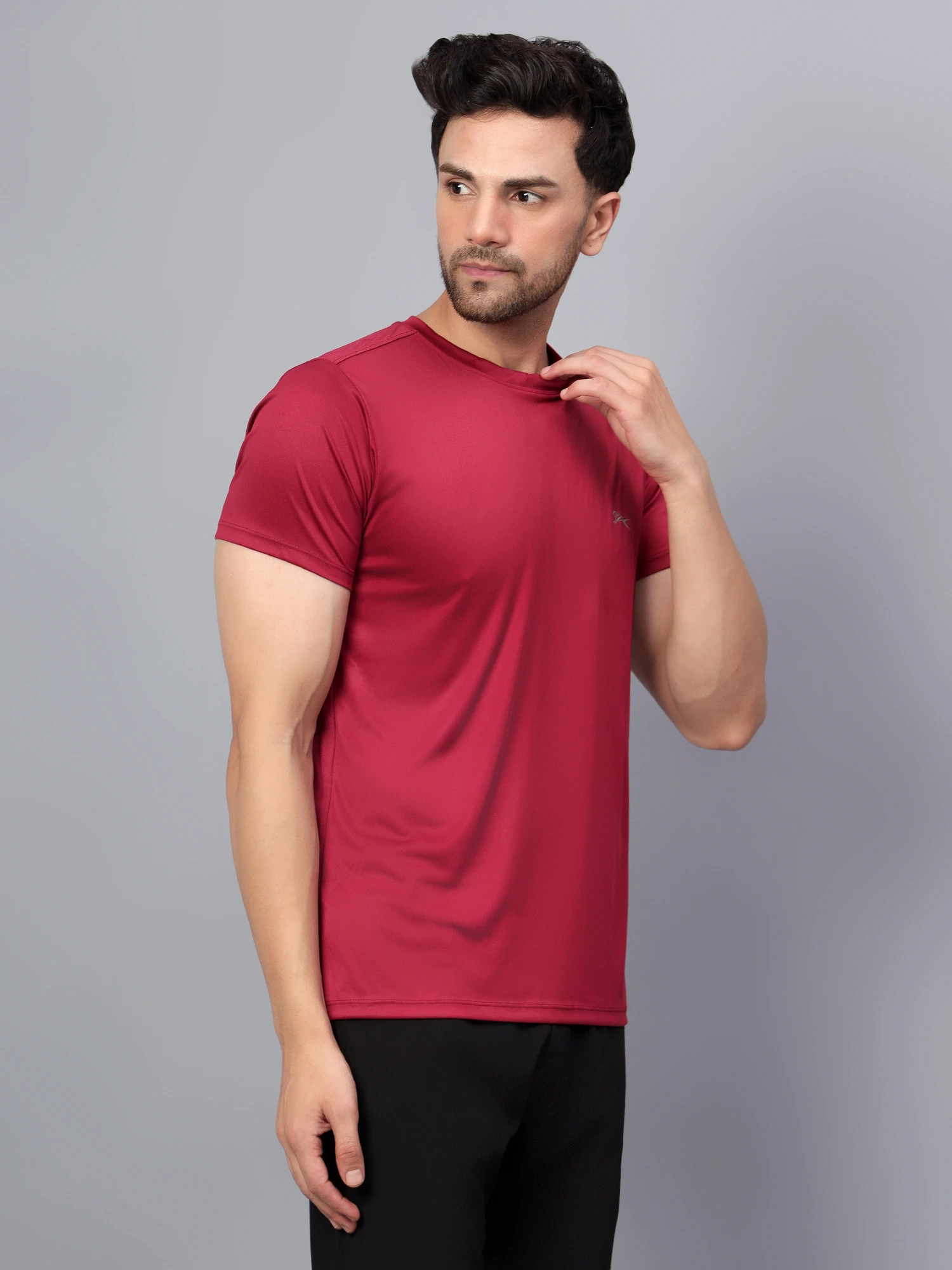 Men’s Maroon Cotton Round Neck T-Shirt by Shiv Naresh