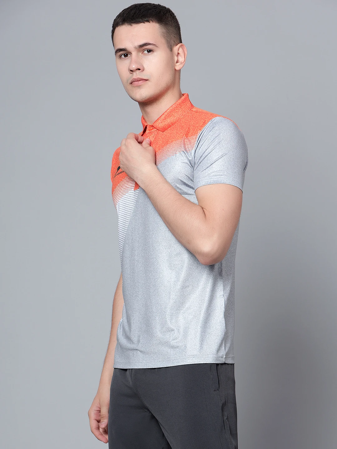Ultra Boost light grey smart‑fit sports polo for men by Shiv Naresh