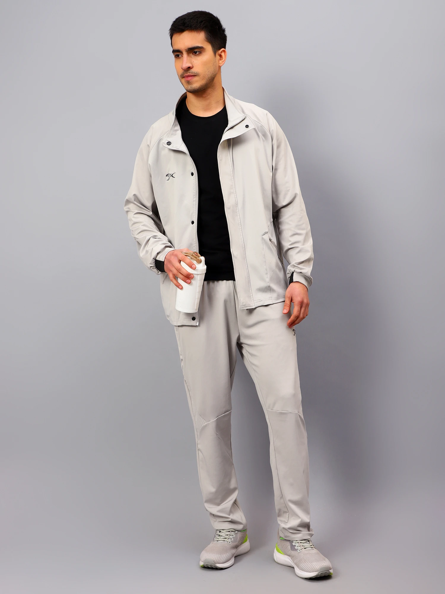 Men's Light Grey Tracksuit by Shiv Naresh