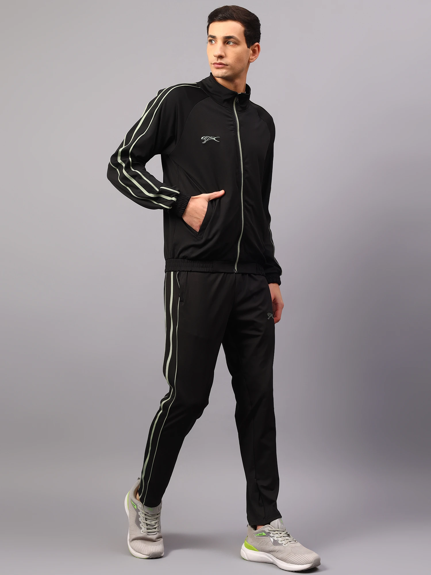 Men's black saige green casual tracksuit