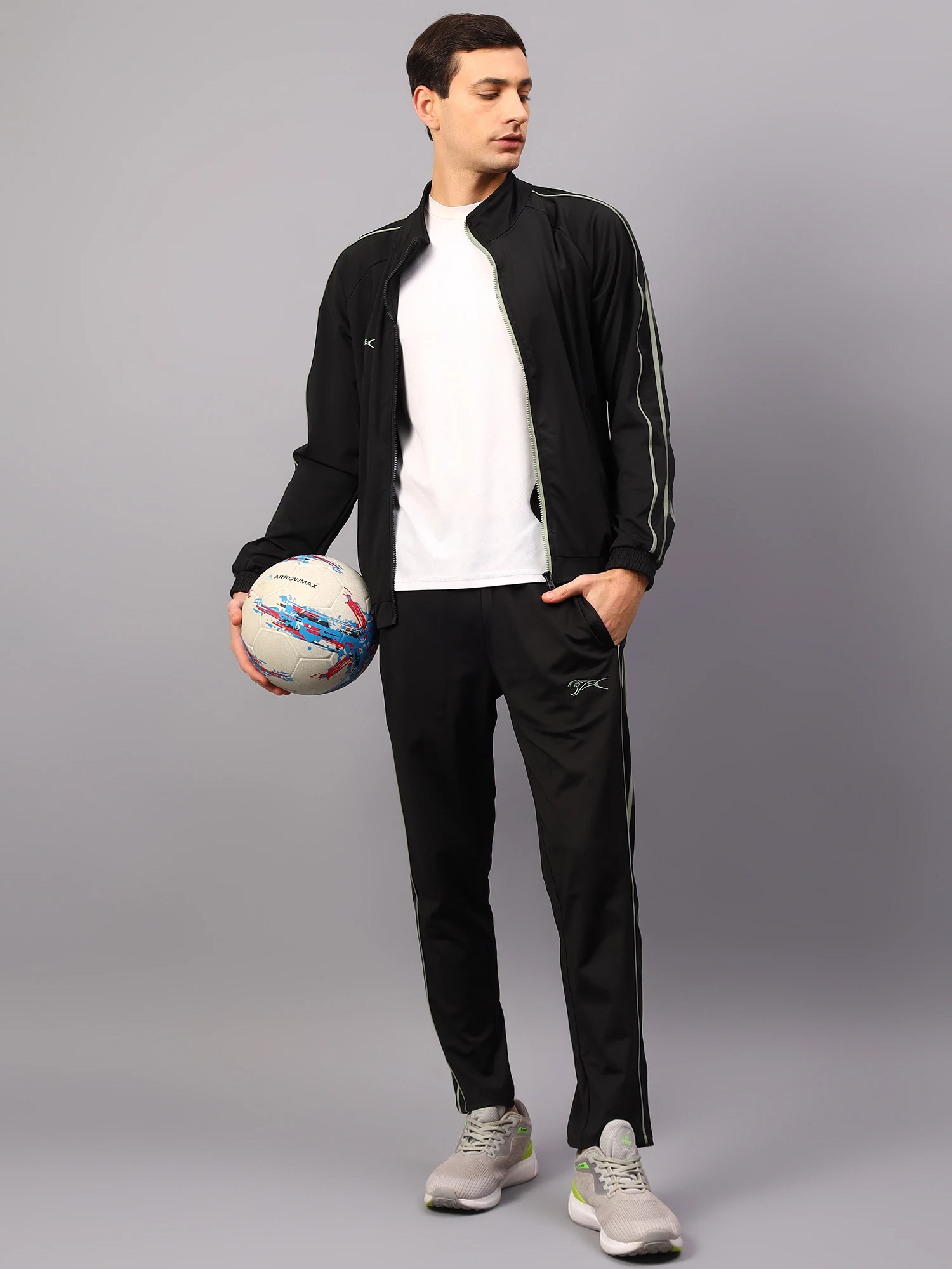 Men's black saige green casual tracksuit