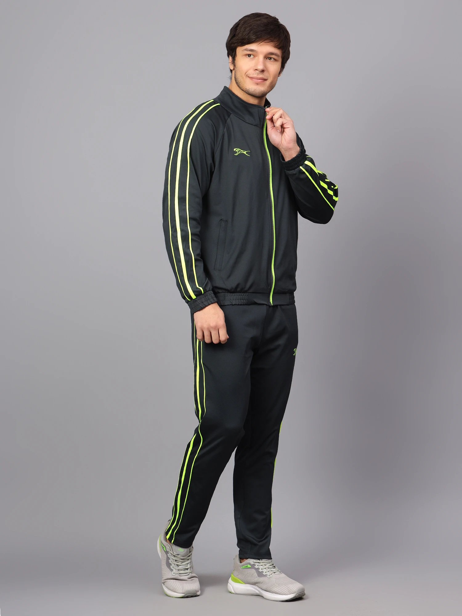 Men's Dark Grey and Lemon Tracksuit by Shiv Naresh
