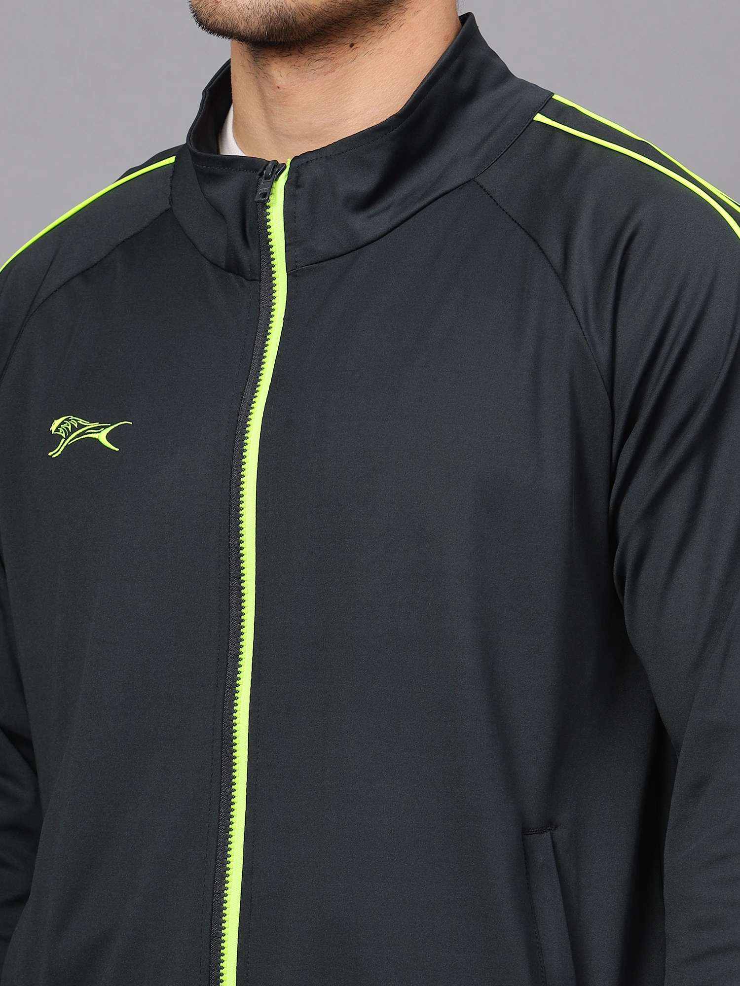 Men's Dark Grey and Lemon Tracksuit by Shiv Naresh