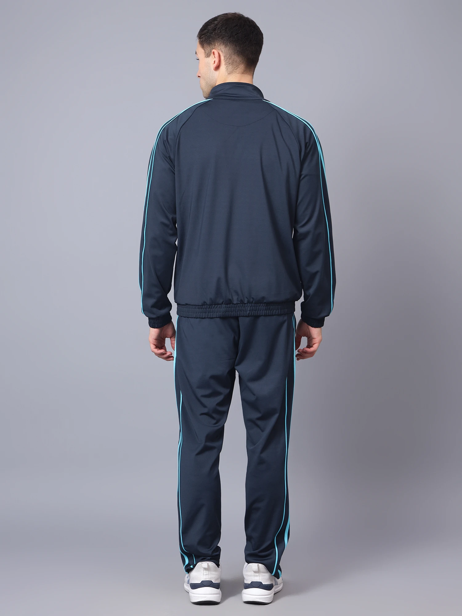 Men's Navy Blue and Cyan Tracksuit by Shiv Naresh