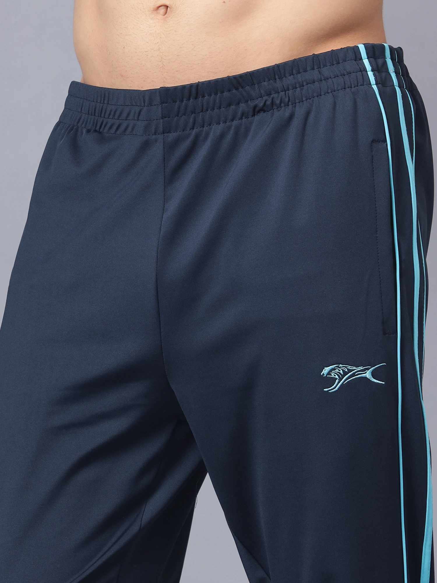 Men's Navy Blue and Cyan Tracksuit by Shiv Naresh