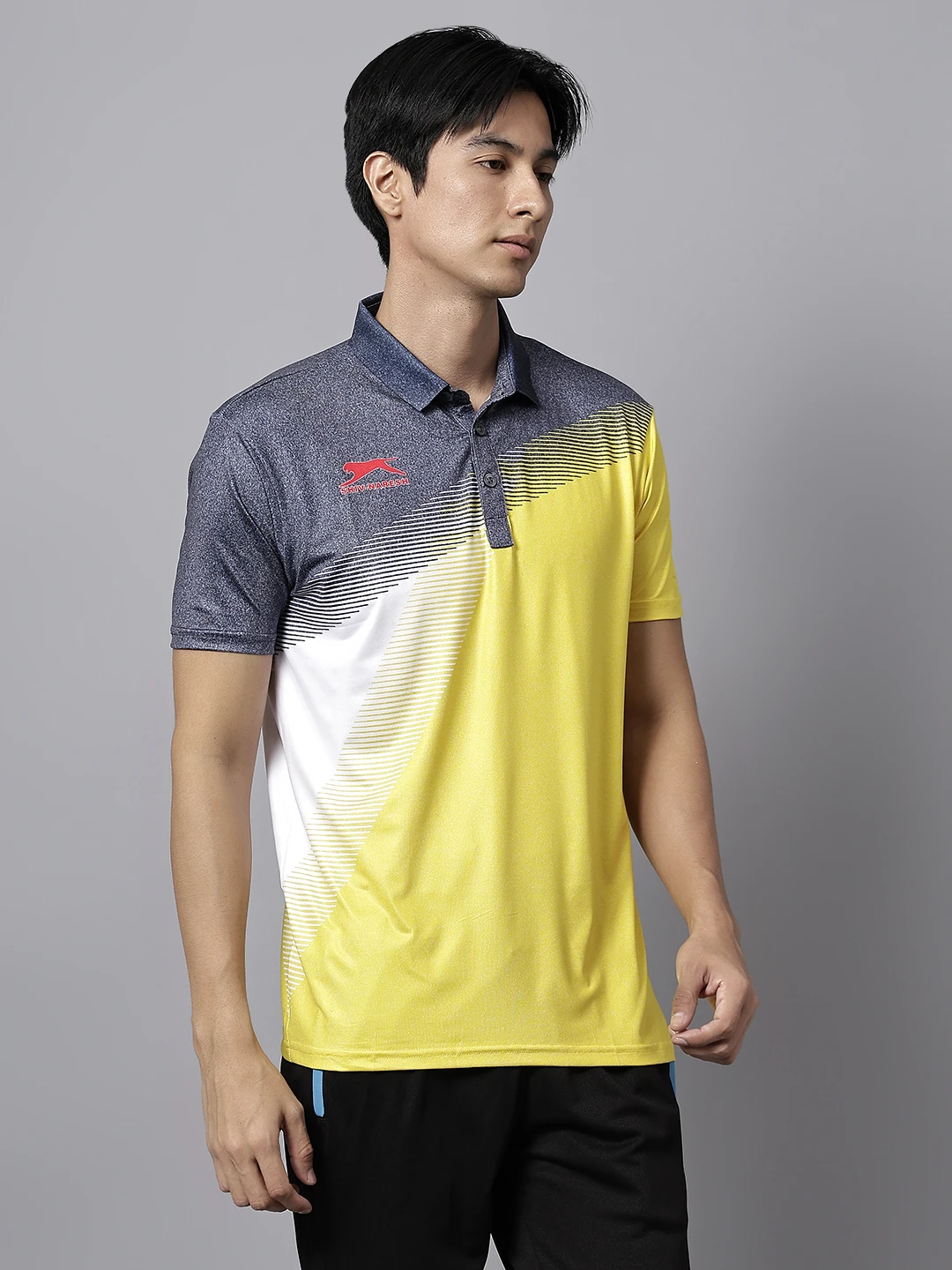 Ultra Boost yellow smart‑fit sports polo t-shirts for men by Shiv Naresh