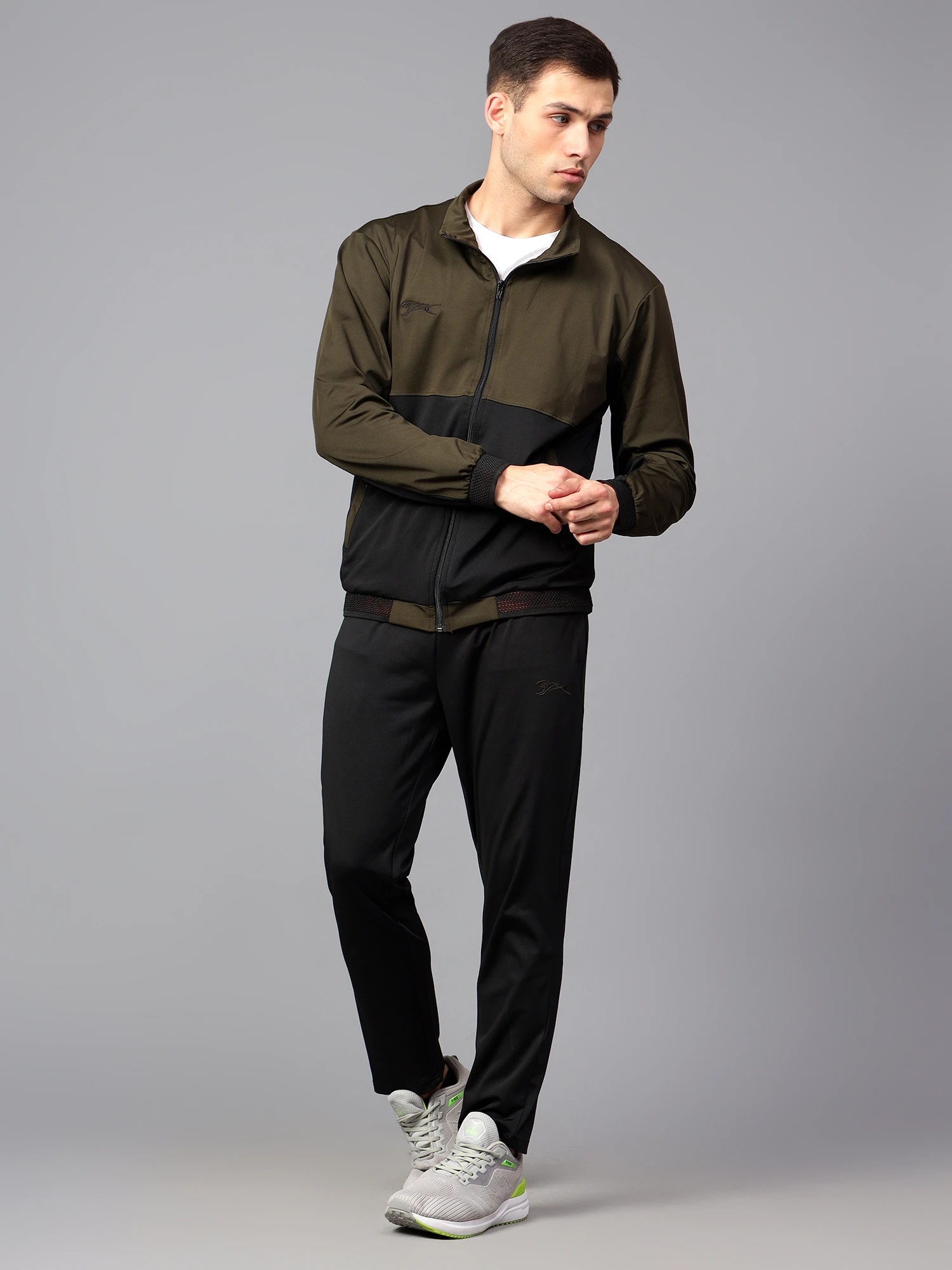Black Olive Green Men's Tracksuit by Shiv Naresh