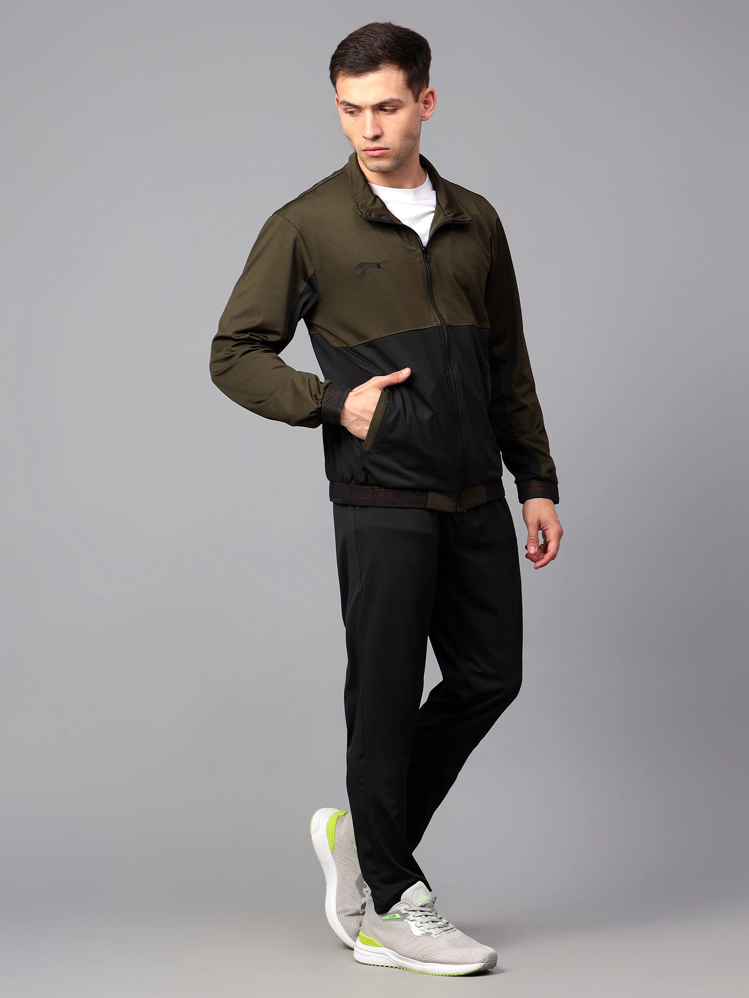 Black Olive Green Men's Tracksuit by Shiv Naresh