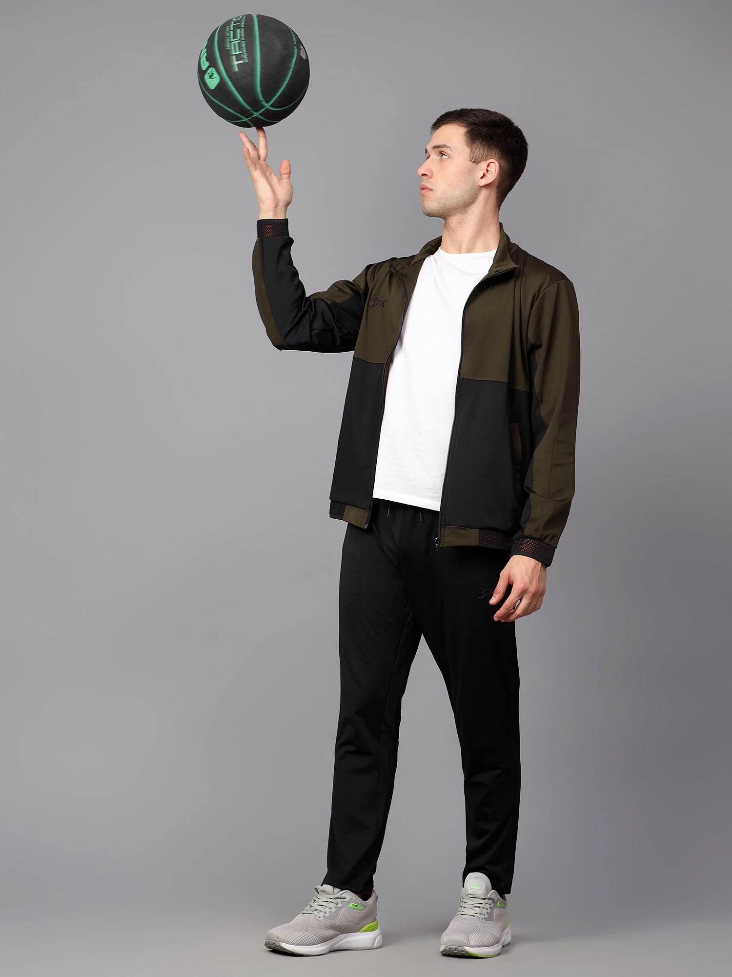 Black Olive Green Men's Tracksuit by Shiv Naresh