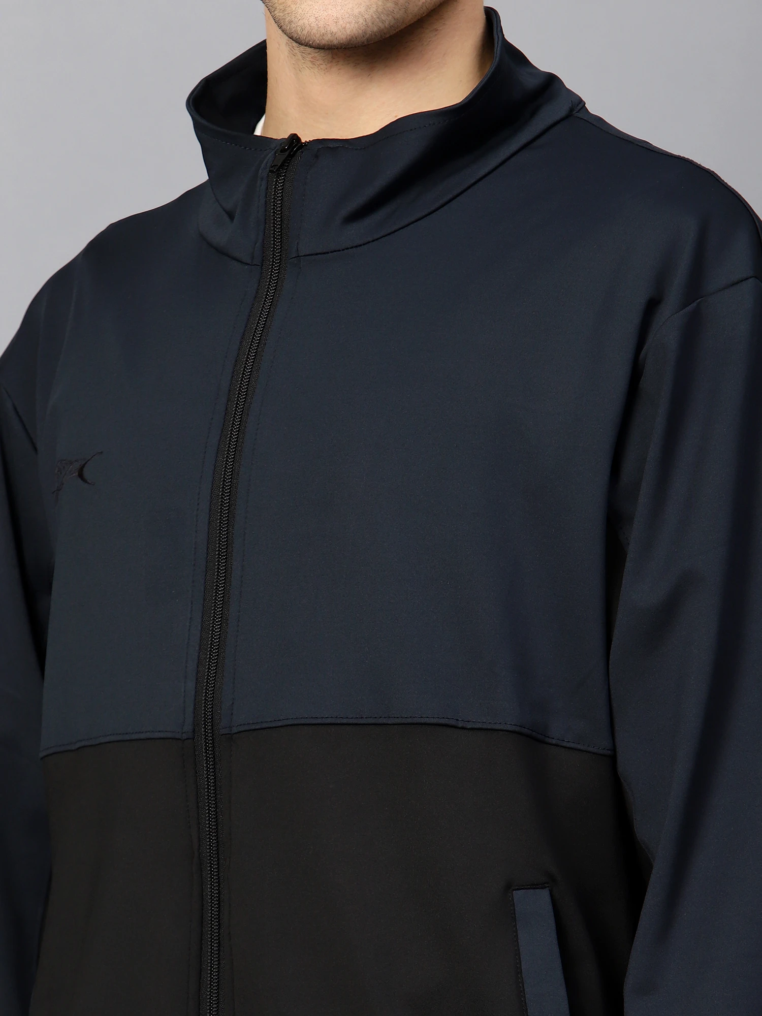 Black and Navy Blue Men's Tracksuit by Shiv Naresh