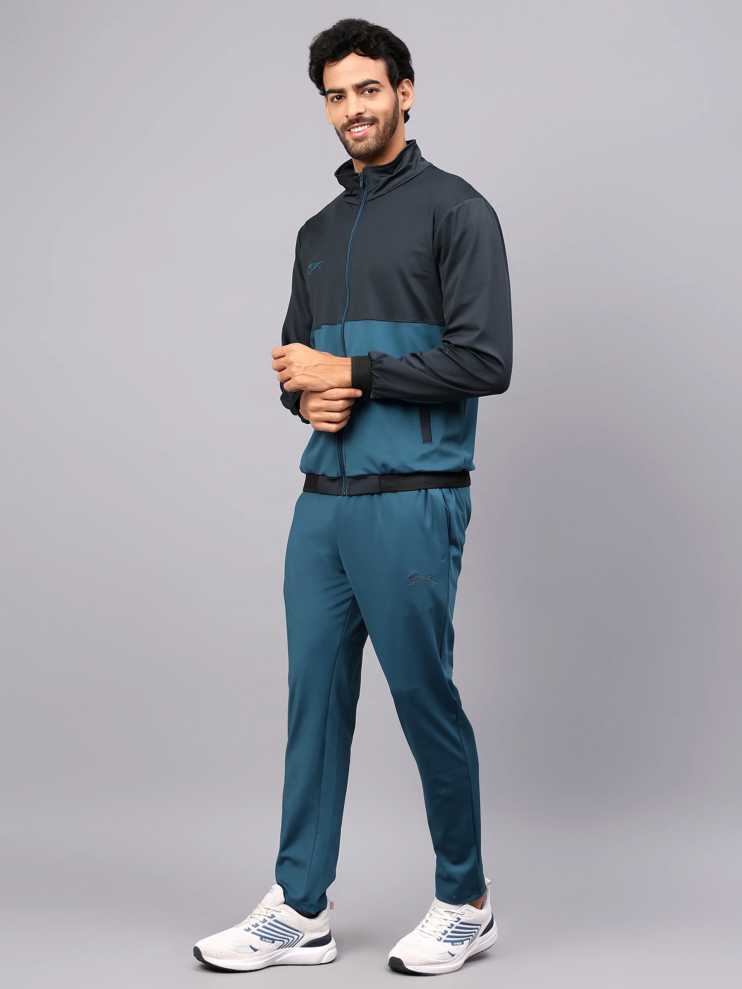 Airforce and Dark Grey Men's Tracksuit by Shiv Naresh