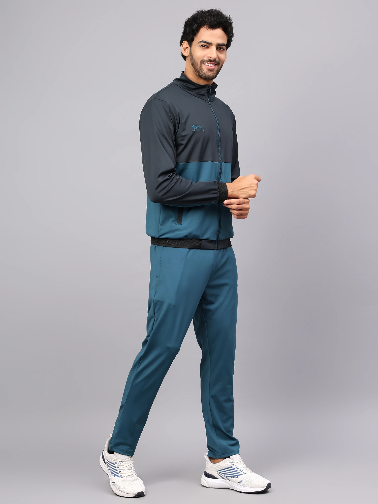 Airforce and Dark Grey Men's Tracksuit by Shiv Naresh