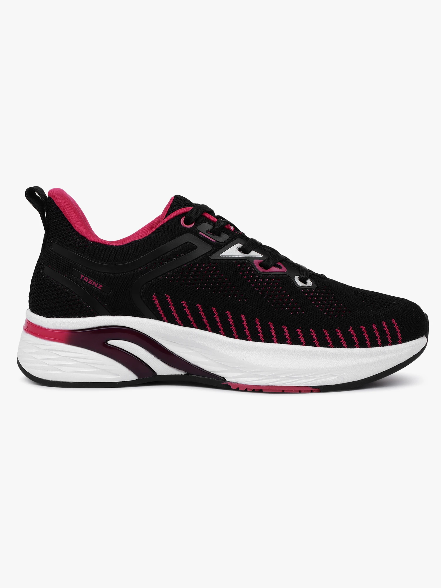 Women's Lace-Up Sports Shoes in Black Rani Pink Shiv Naresh