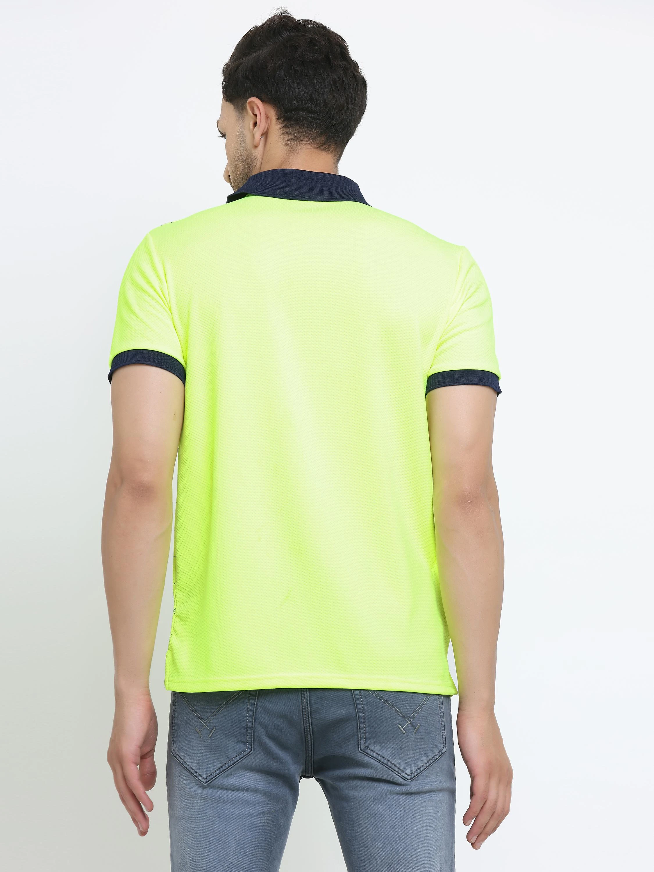 Tessellation fluorescent quick-dry sports polo shirt for men
