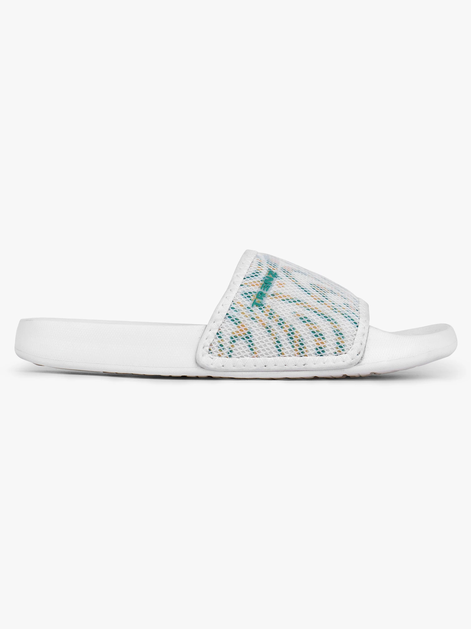 White and green slip-on slider Slippers for women